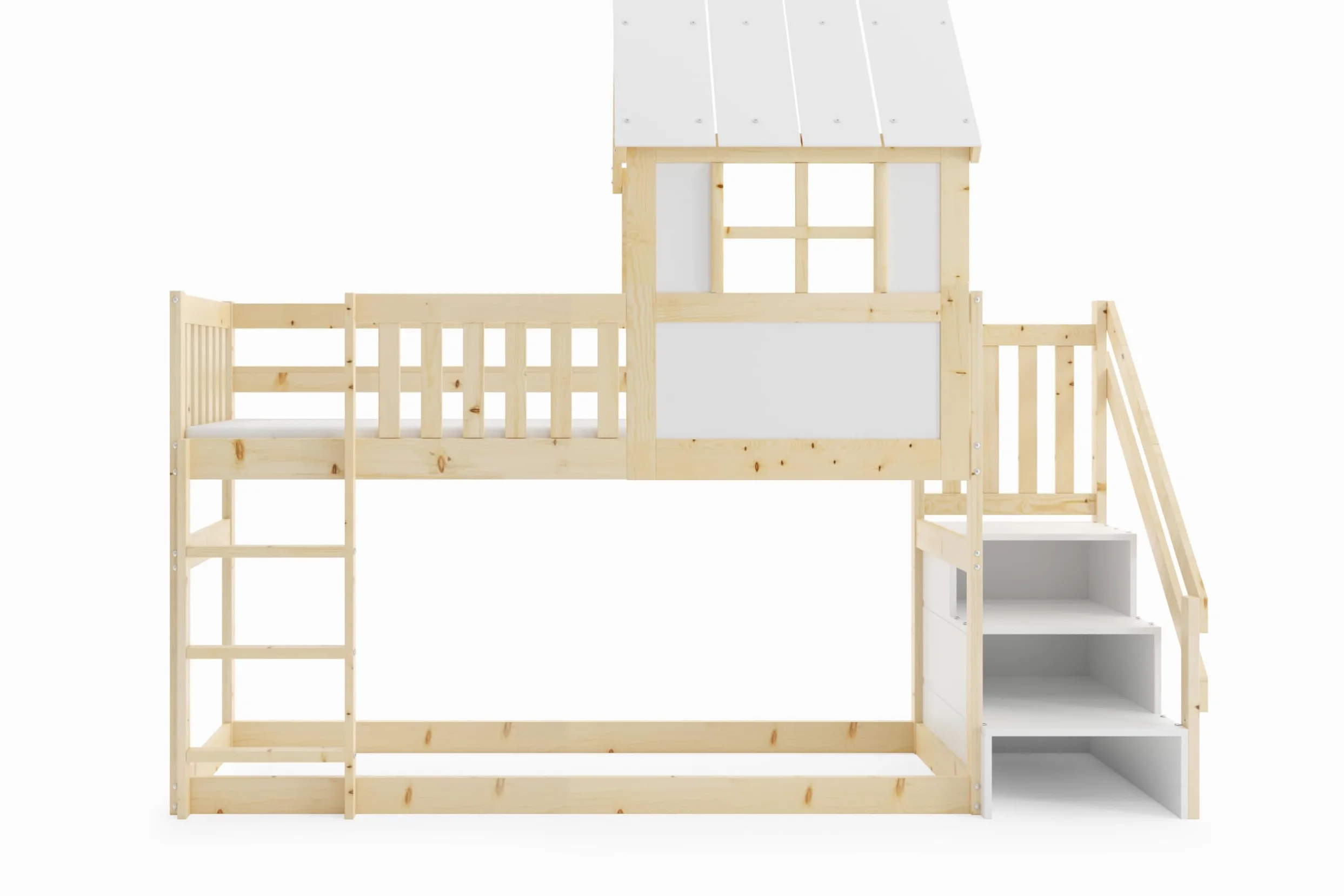 Interbeds Letto a soppalco con scivolo e scaletta, letto a castello, letto in legno, letto per bambini con rete a doghe, letto gioco (con scaletta) (Soppalco con scale)