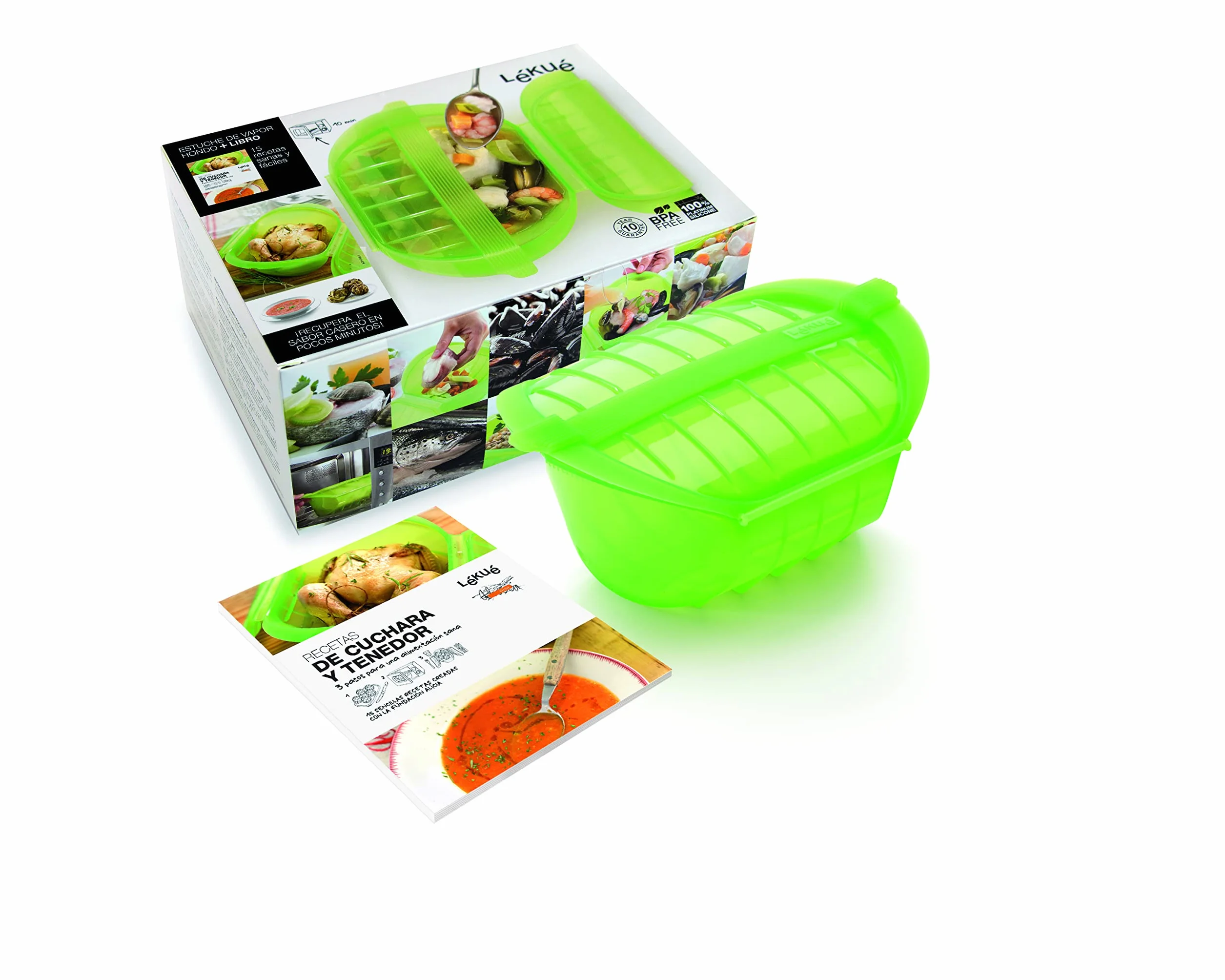 Lékué Book Kit Steam Case Verde 3-4 Persone