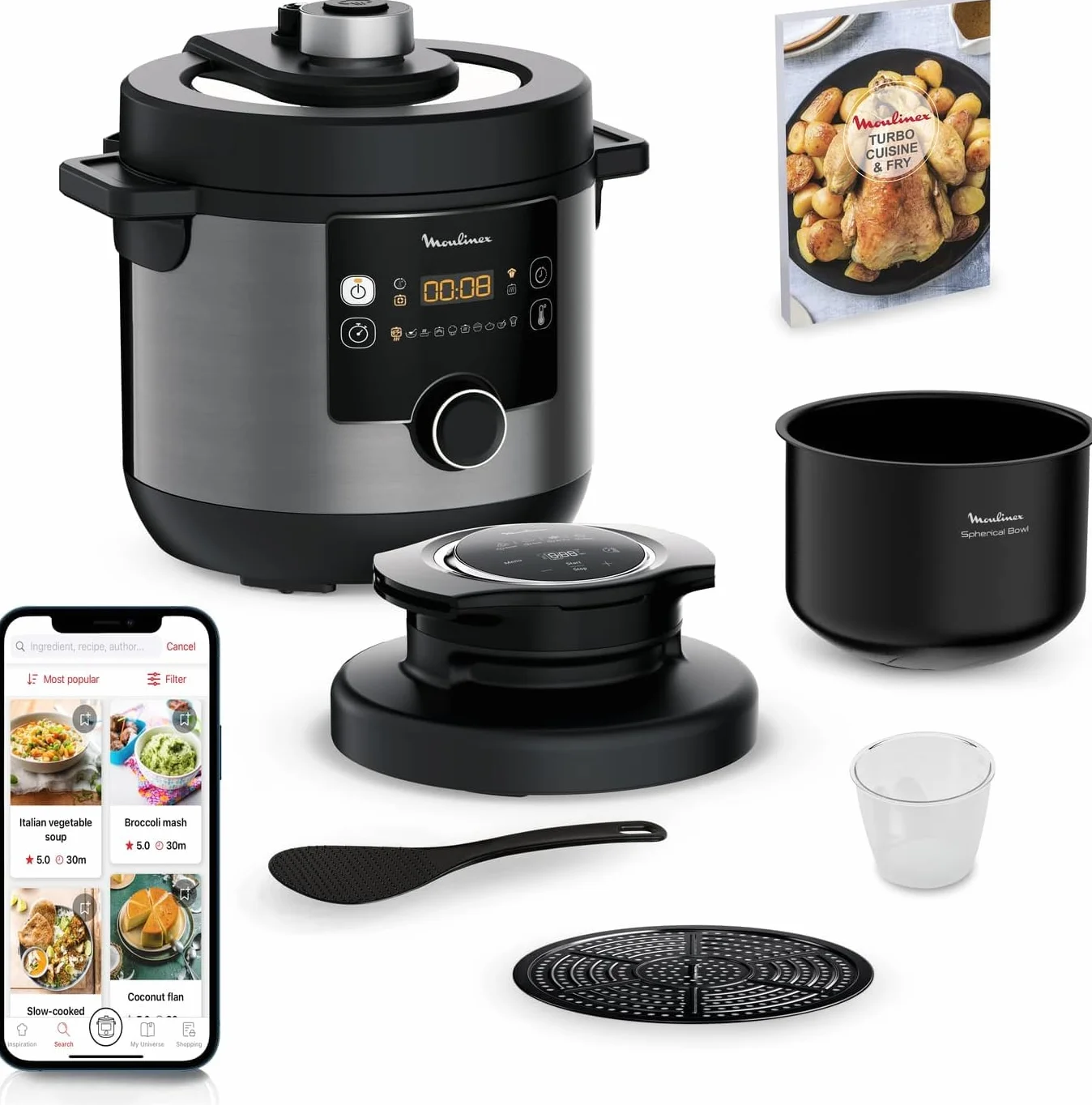 Moulinex Turbo Cuisine Multicooker 15-in-1 7.6L Friggitrice ad Aria Cottura a Pressione CE7788
