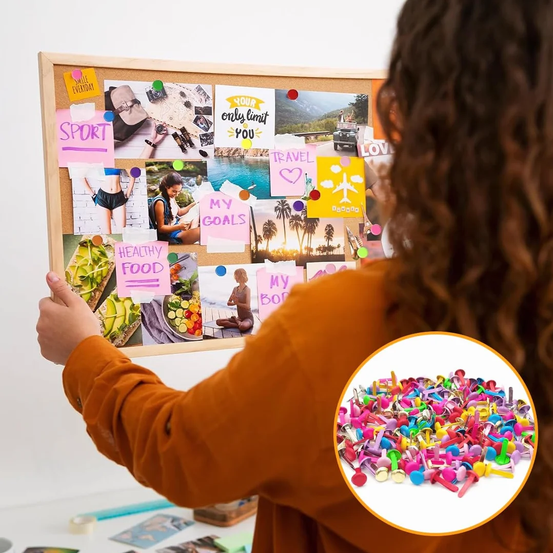 Fermacampioni Colorati 200 Pezzi per Scrapbooking Carta DIY Multicolore