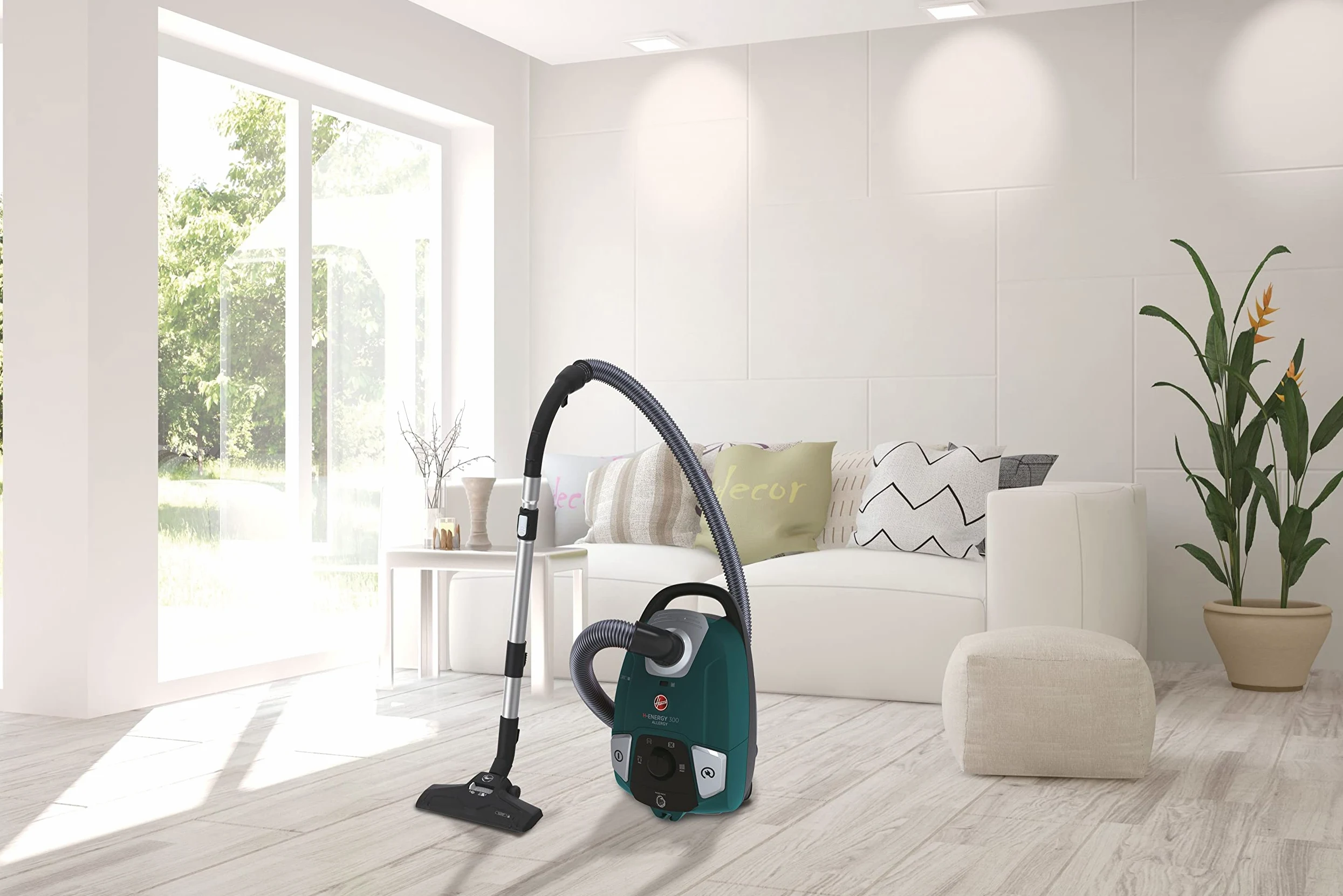 Hoover H-ENERGY 300 HE330ALG 011 Aspirapolvere Con Sacco, Con Filo, 850W, Capacità 3,5 L, Spazzola All Floors e Mini Turbo, Raggio Azione 9,5m, Verde