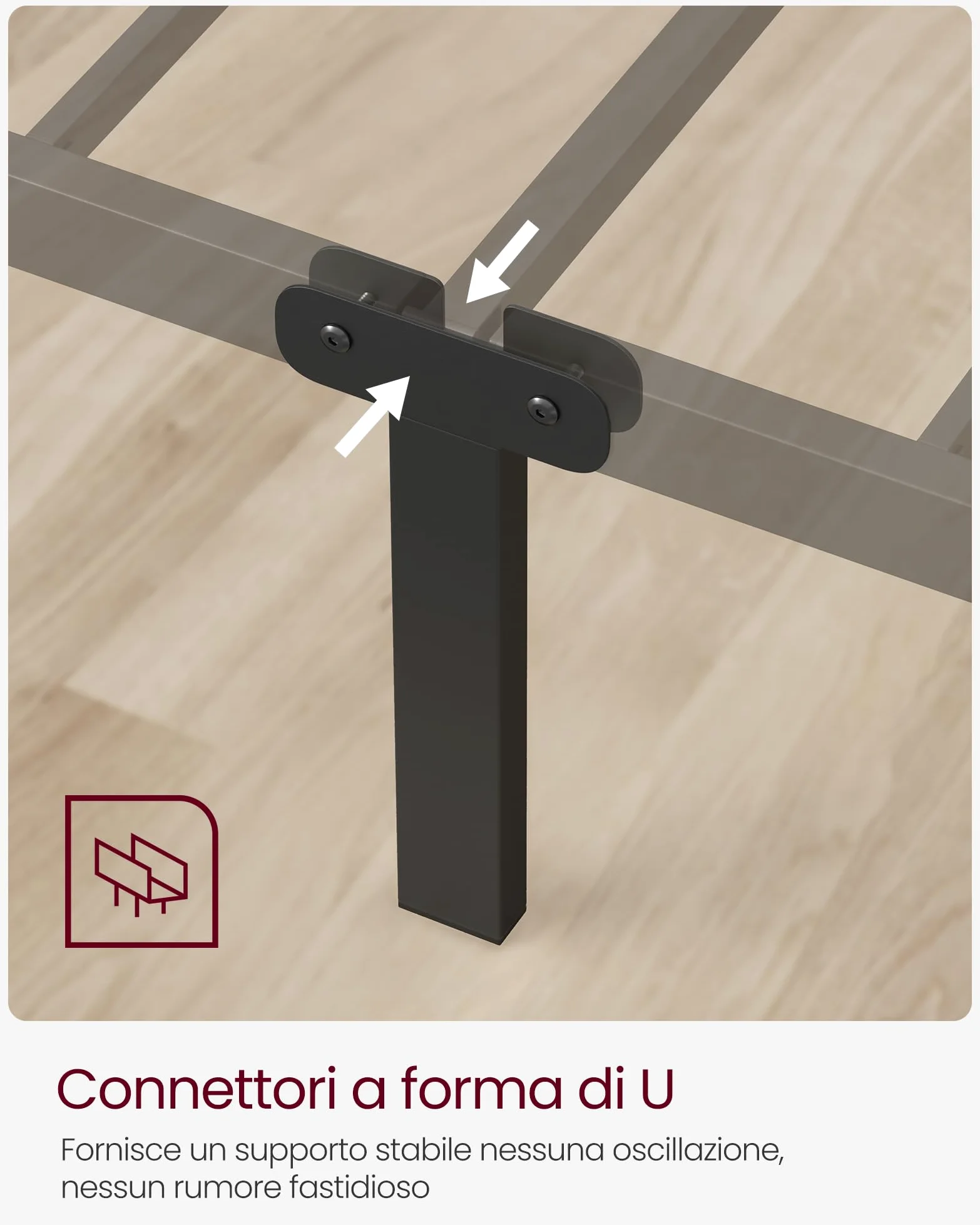 VASAGLE Struttura Letto Matrimoniale, Letto a Doghe in Metallo per Materassi di 160 x 190 cm, per Stanza di Ospiti, Montaggio Facile, per Spazi Piccoli, Nero Inchiostro RMB069B01