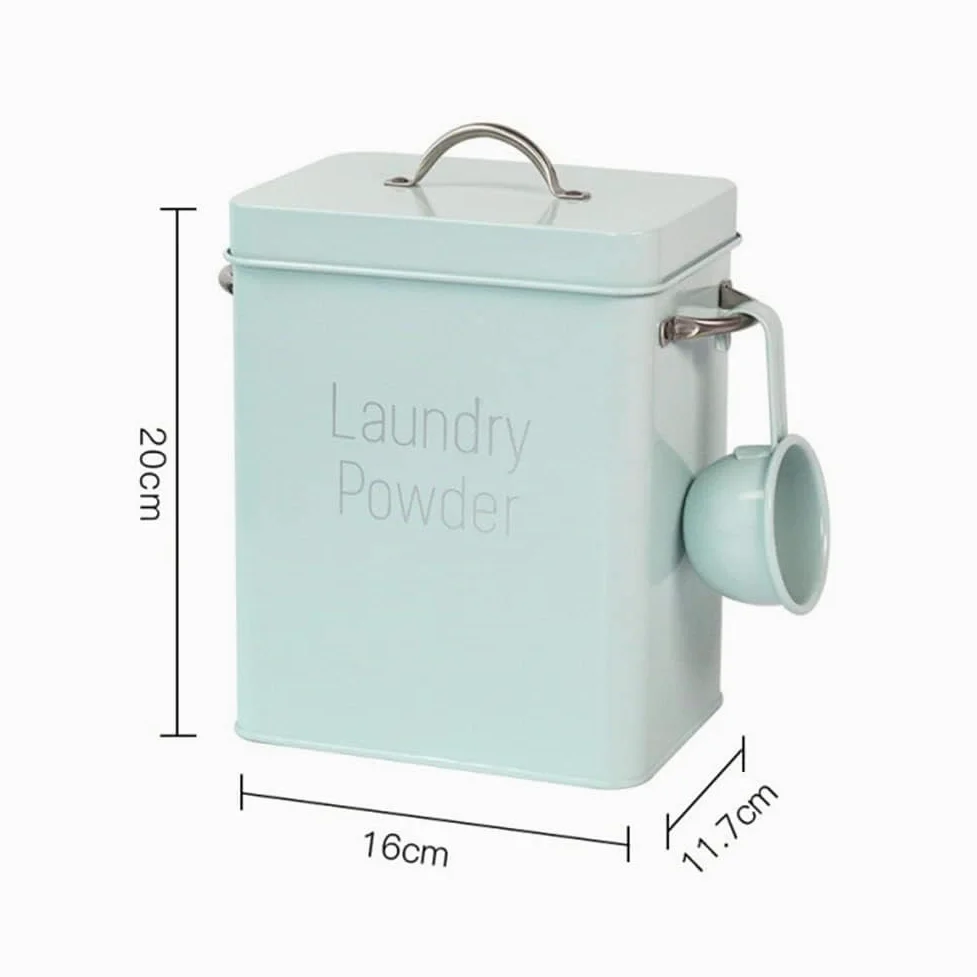 Uposao Scatola Di Latta Per Detersivo In Polvere Per Bucato In Stile Nordico, Contenitore Quadrato Per La Polvere Per Bucato, Contenitori Per Bagno Con Coperchio E Paletta