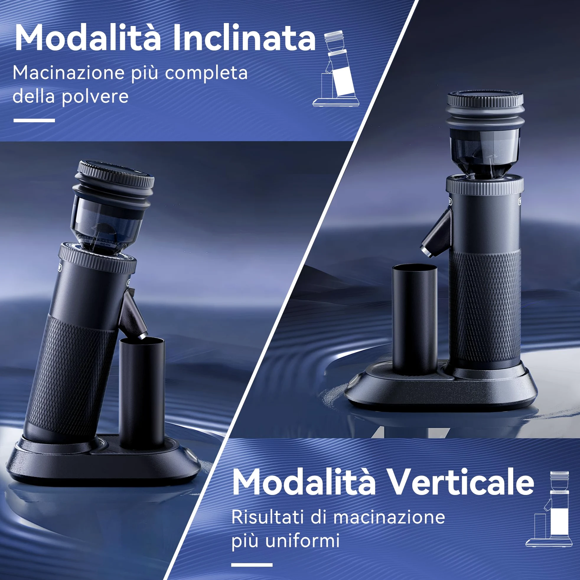 HIBREW Macinacaffè Bava Conica, Espresso Grinder Single Dose con 36 Macinature Regolabile, Capacità di 50g chicchi, Lega di Alluminio, Adatto per Espresso/Pour Over/Bocca/Turco/Goccia