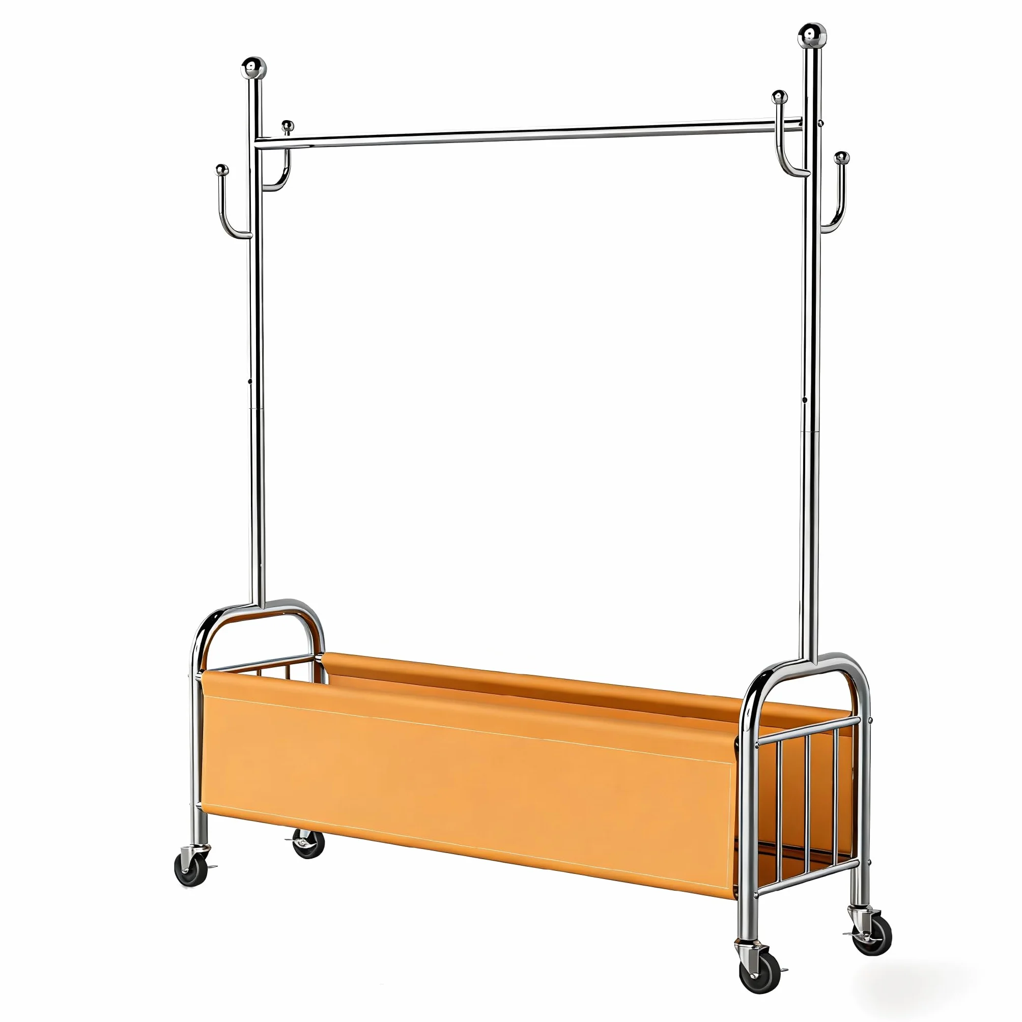 Appendiabiti da Terra in Acciaio Inox con Ruote, 3 in 1, Portata 115 kg