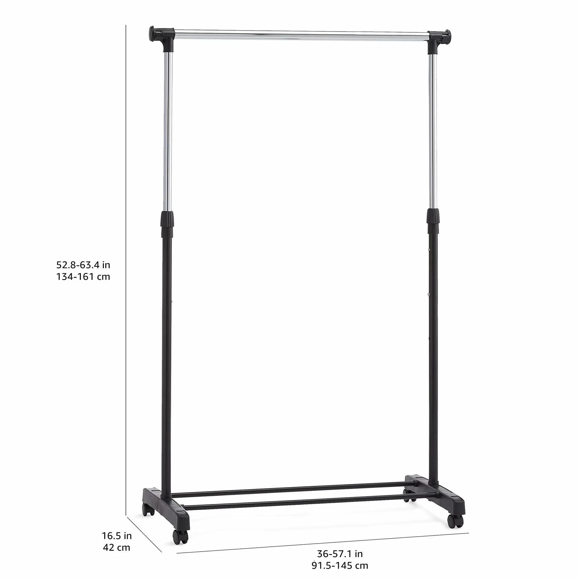 Amazon Basics Appendiabiti con ruote cromo 91.5-145 x 42 x 161 cm