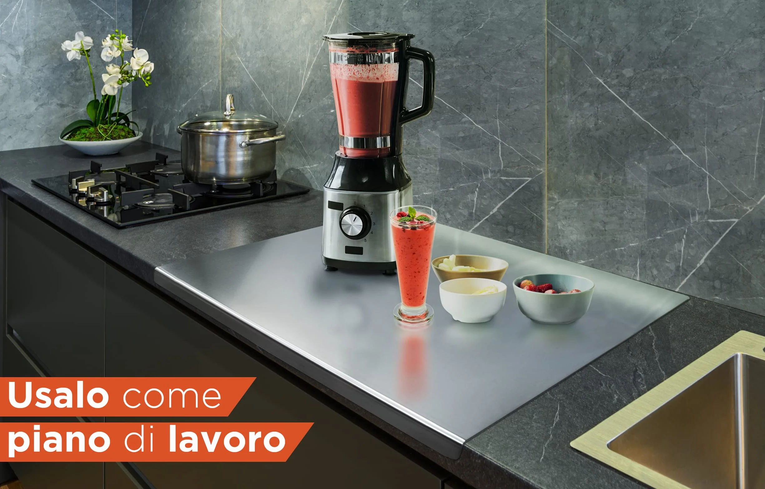 INOXLM Spianatoia in Acciaio Inox 40x50 Piega 2 cm