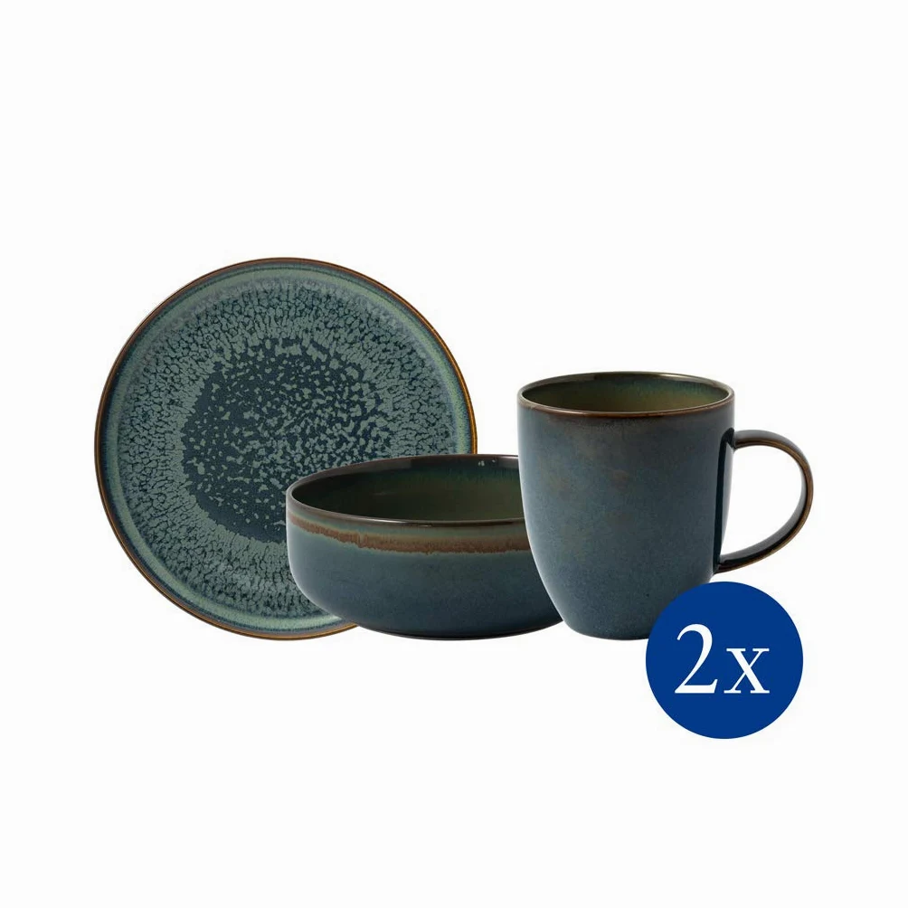 like. by Villeroy & Boch Crafted Breeze set da colazione, 6 pz., per 2 persone, verde