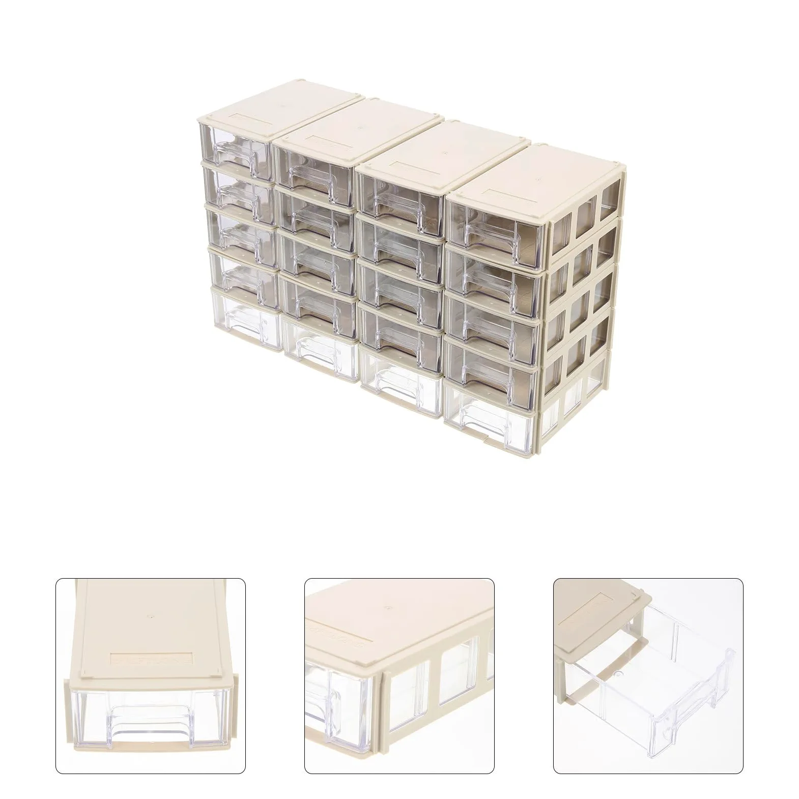 Set da 20 Scatole Portaoggetti in Plastica Cassetti Divisori, Organizer Salvaspazio per Componenti Elettronici e Viti, Mobiletto Multifunzione per Casa, Ufficio e Viaggi