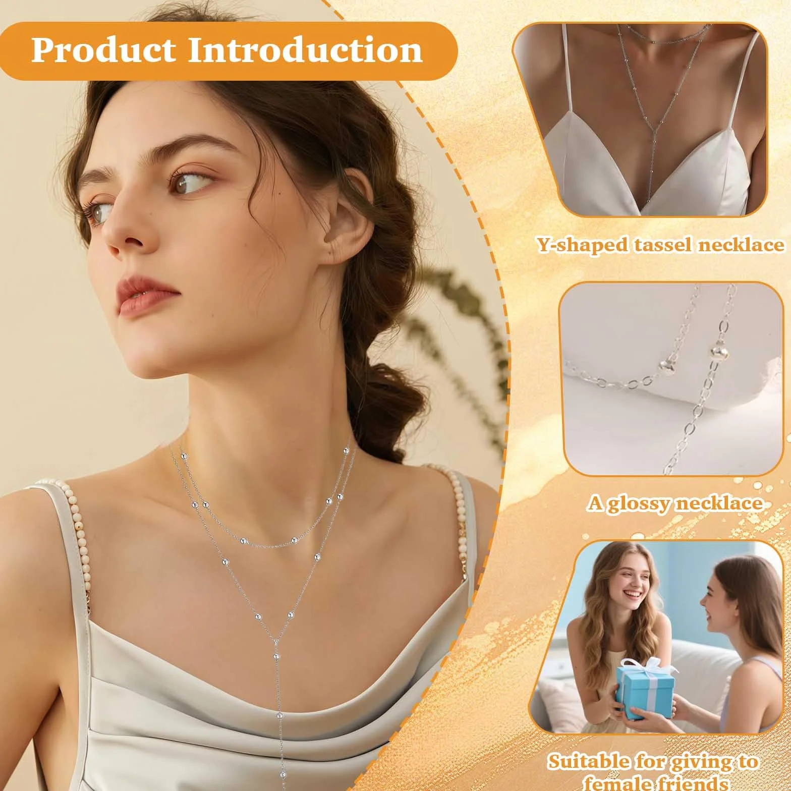 Collana Y Argento Doppia Boho Pendente Donna Elegante Accessorio Strati