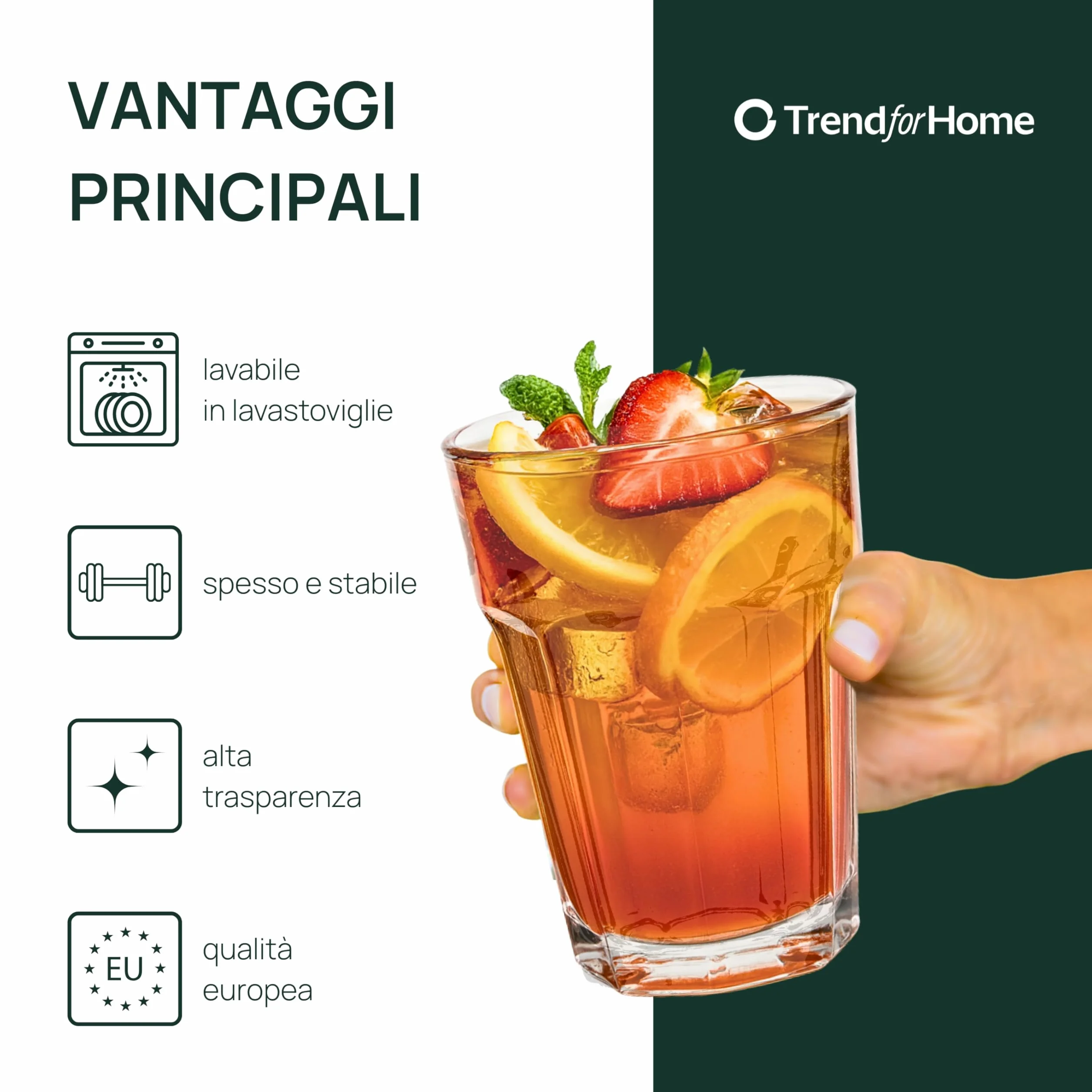 Bicchieri Cocktail 425 ml Caffè Tumbler Vetro Moderni Trasparenti Mojito Smoothie Alva