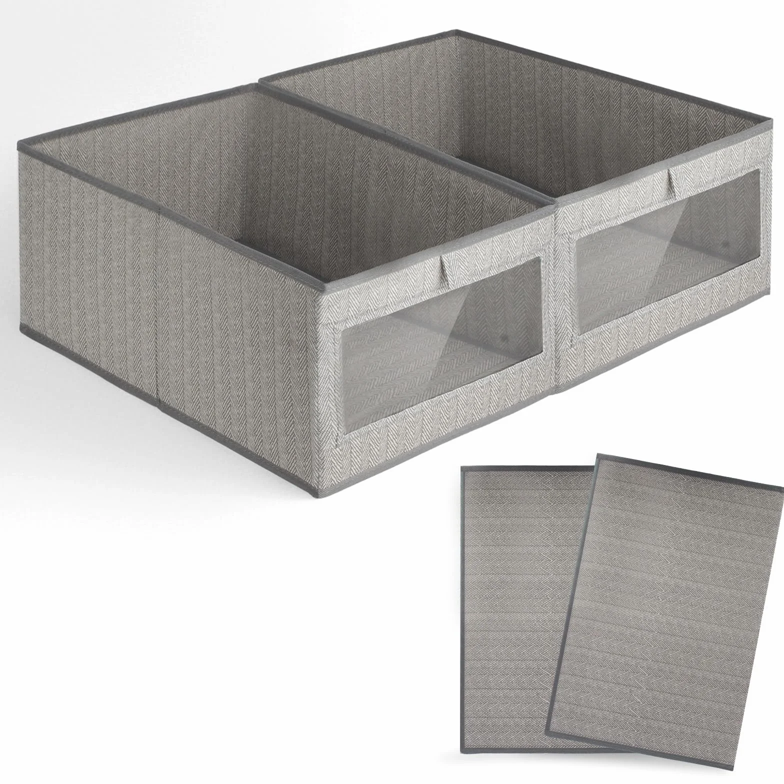 Pezzi Scatole Portaoggetti in Tessuto 44x30x20cm con Finestra Trasparente per Armadio