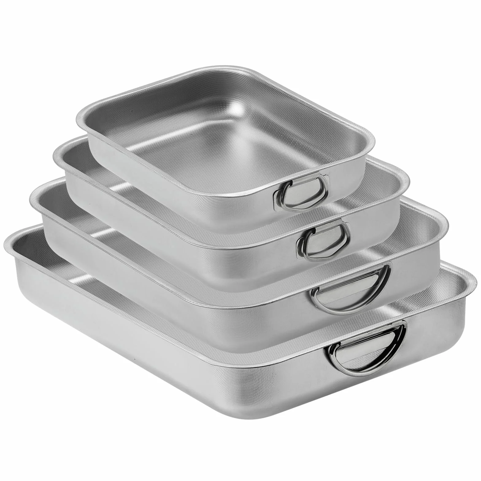 ROSSETTO Set di 4 Teglie da Forno in Acciaio Migliorato Piatto rettangolare per lasagne Struttura a nido d'ape
