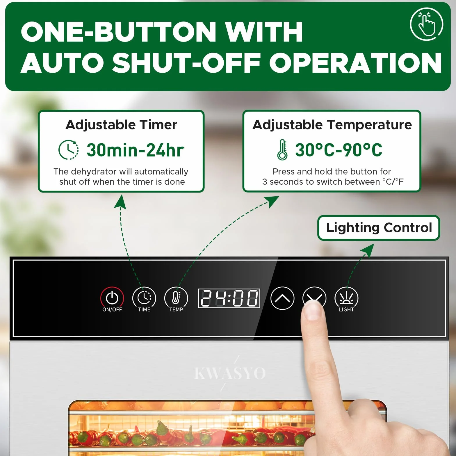 Kwasyo Essiccatore Alimentare in Acciaio Inox 750W con 12 Vassoi, Essiccatore Professionale, Timer Digitale, Controllo della Temperatura, Protezione dal Surriscaldamento, Ricettario Incluso