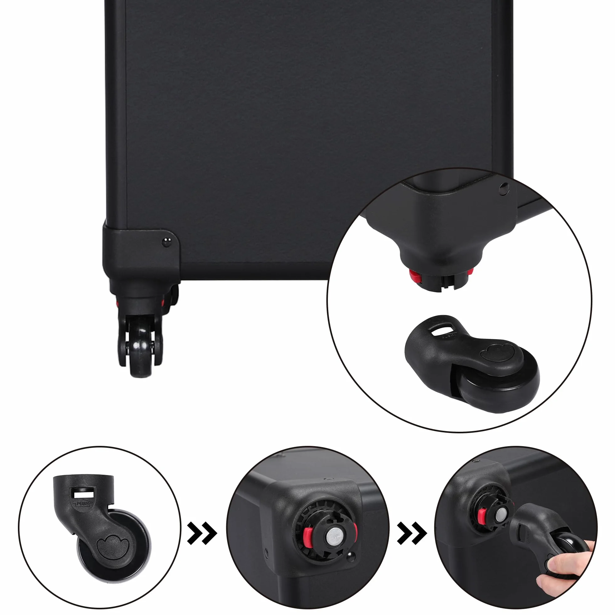 Yaheetech 4 in 1 Valigia Trolley Make Up da Trucco Beauty Case Professionale Grande Porta Trucchi per Estetista Parrucchiere da Viaggio Nero