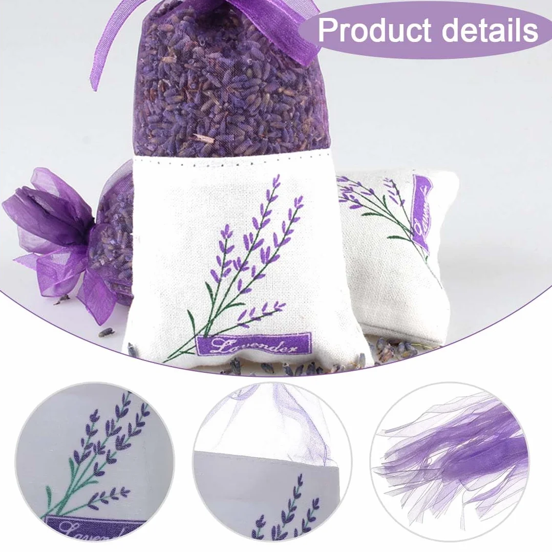 20 Pezzi Sacchetti per Lavanda, Sacchettini per Lavanda Vuoti con Nastri di Filato, Sacchetti Organza Grandi Profumati Lavanda Vuoti Cotone, per Lavanda, Spezie ed Er