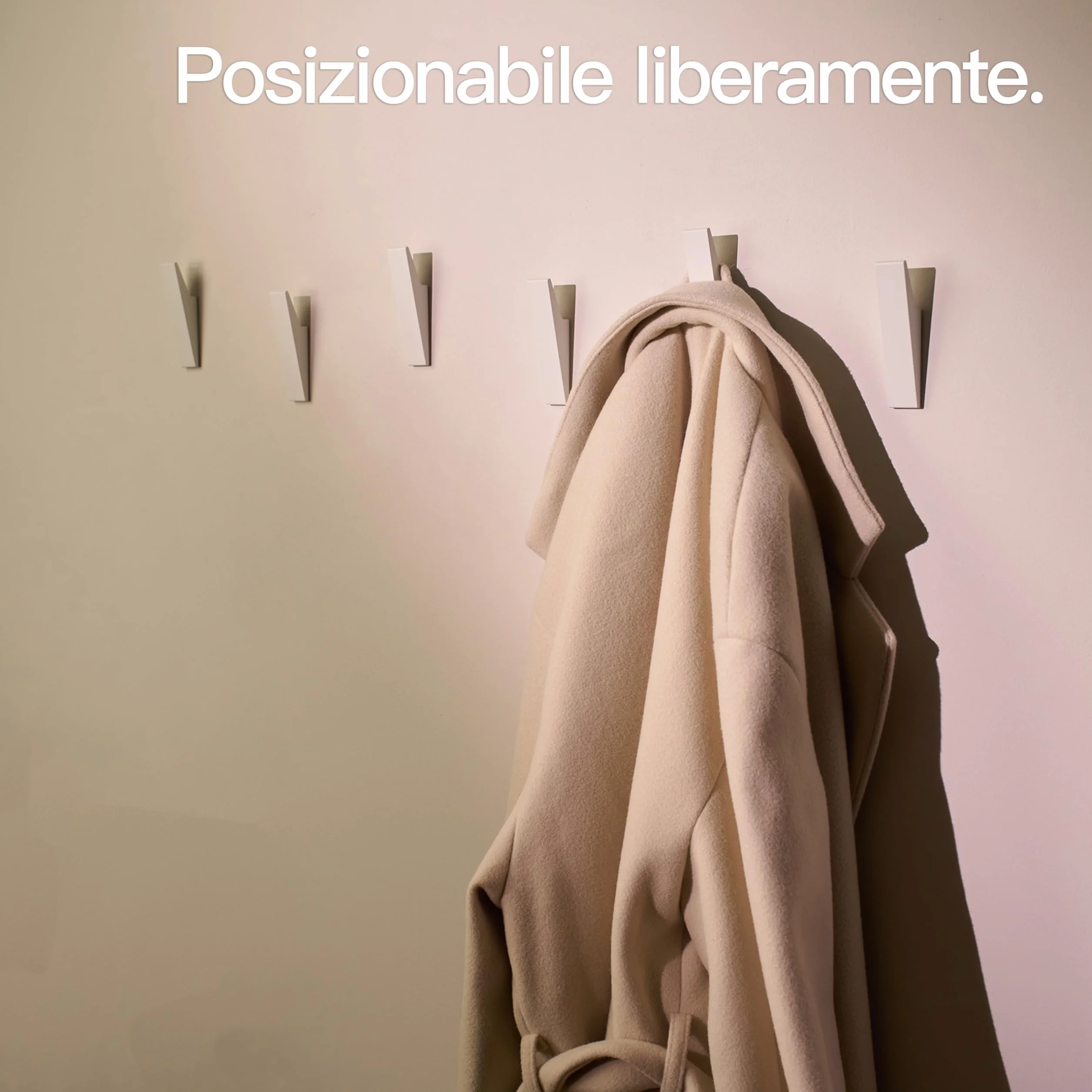 Design Amburgo gancio appendiabiti in alluminio fissaggio nascosto parete moderno giacche asciugamani vestiti minimalista Bianco Opaco set 6