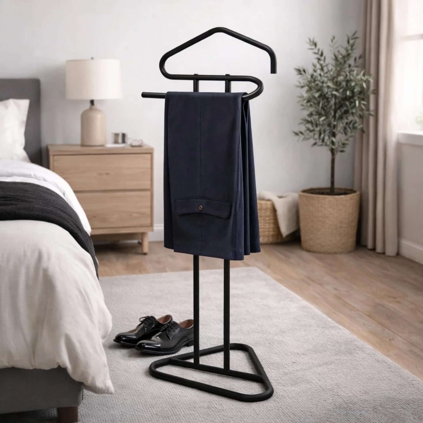 Appendiabiti da Terra in Metallo Nero 43,5 x 36 x 110,5 cm Stand Vestiti