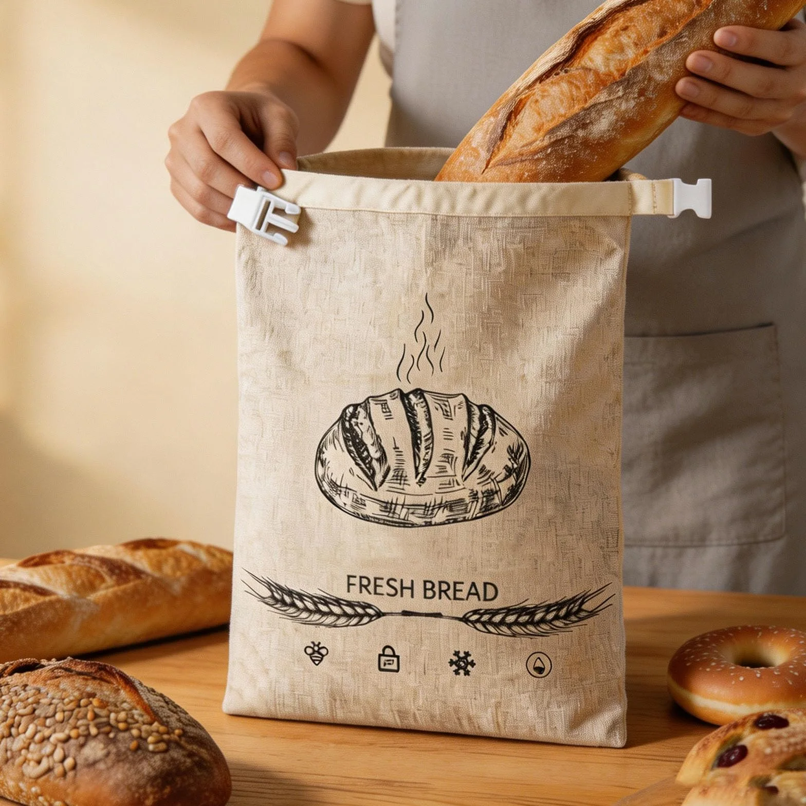 Sacchetti per pane in cera d'api, riutilizzabili, in cera d'api, per conservare il pane fresco, ideali per pasta madre, regalo per picnic, adatti al congelatore, confezione da 2