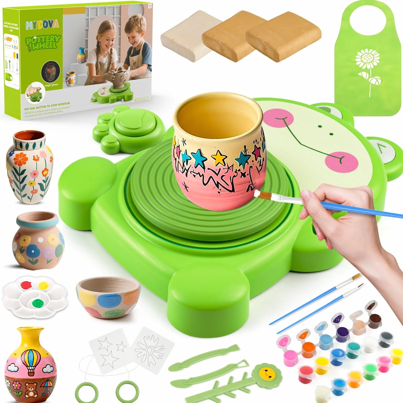 MYDOVA Kit completo di pittura in ceramica per bambini da 6 a 12 anni con 3 argille