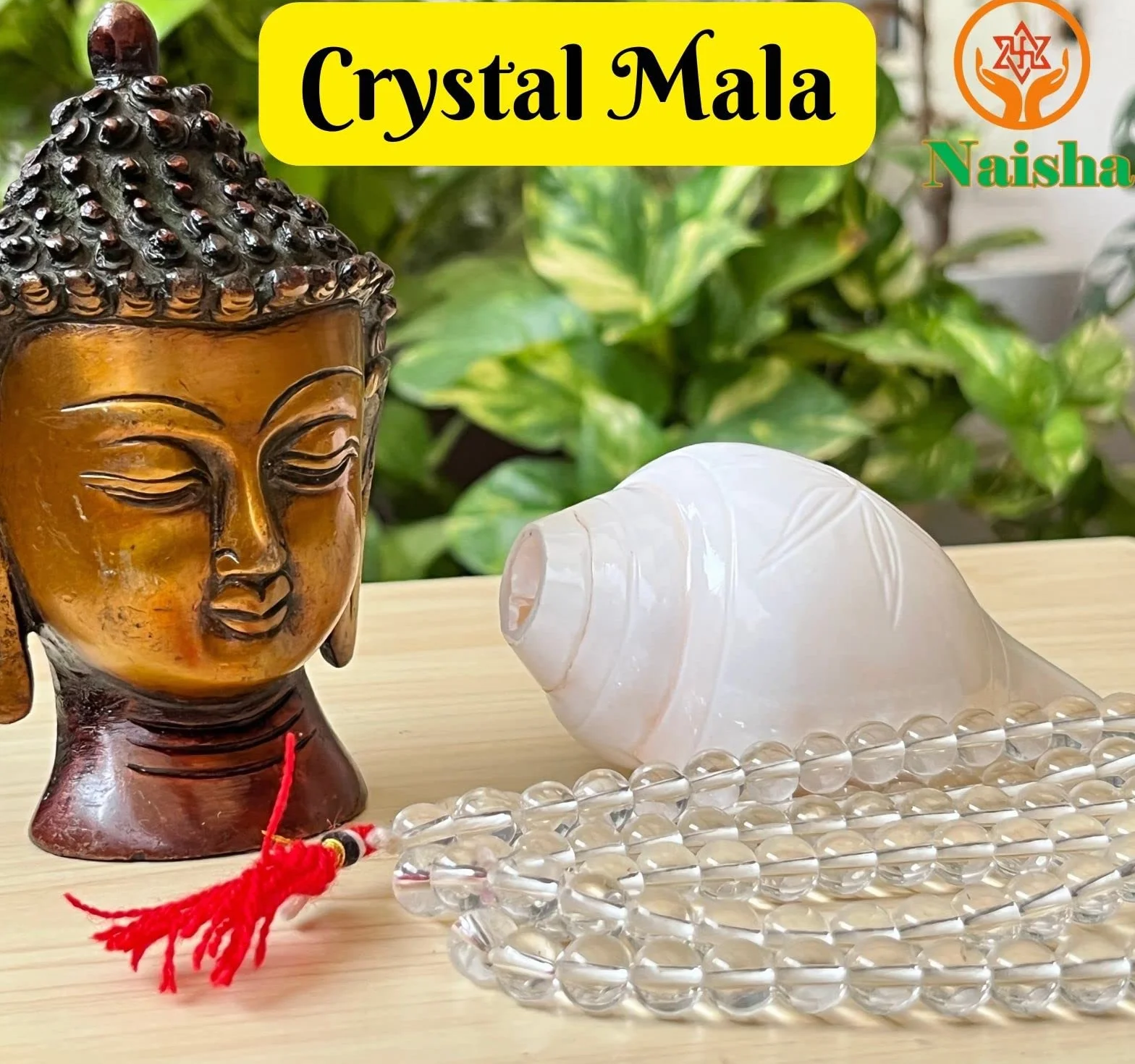 Naisha Confezione da 4 perline Tulsi Japa Mala, Kamal Gatta Mala (semi di loto), originali Vaijanti Mala e cristallo di agata Sphatik, 108+1 perline bianche
