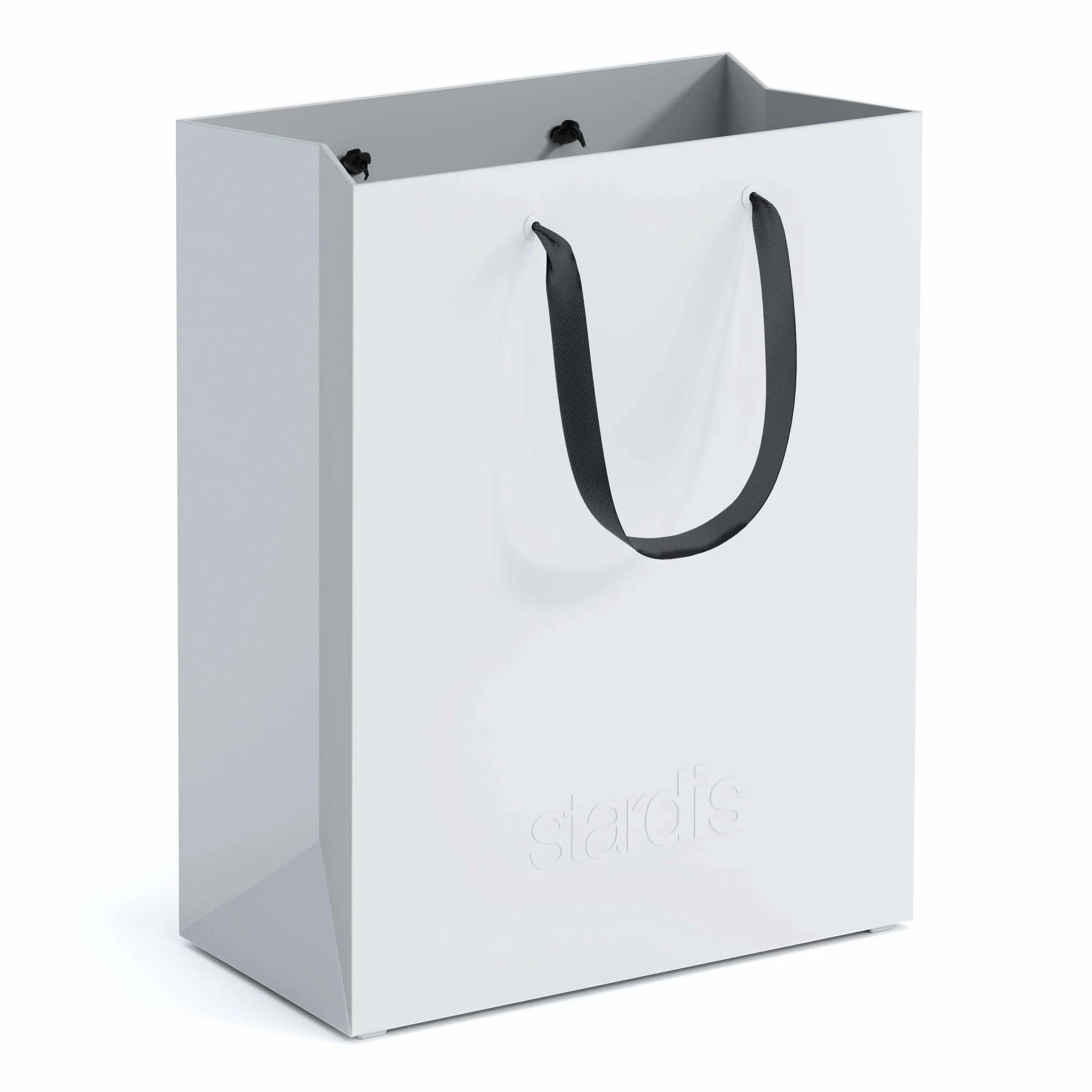 Design Quadrato Cestino per Carta e Rifiuti in Plastica Bianco Alpino con Maniglie