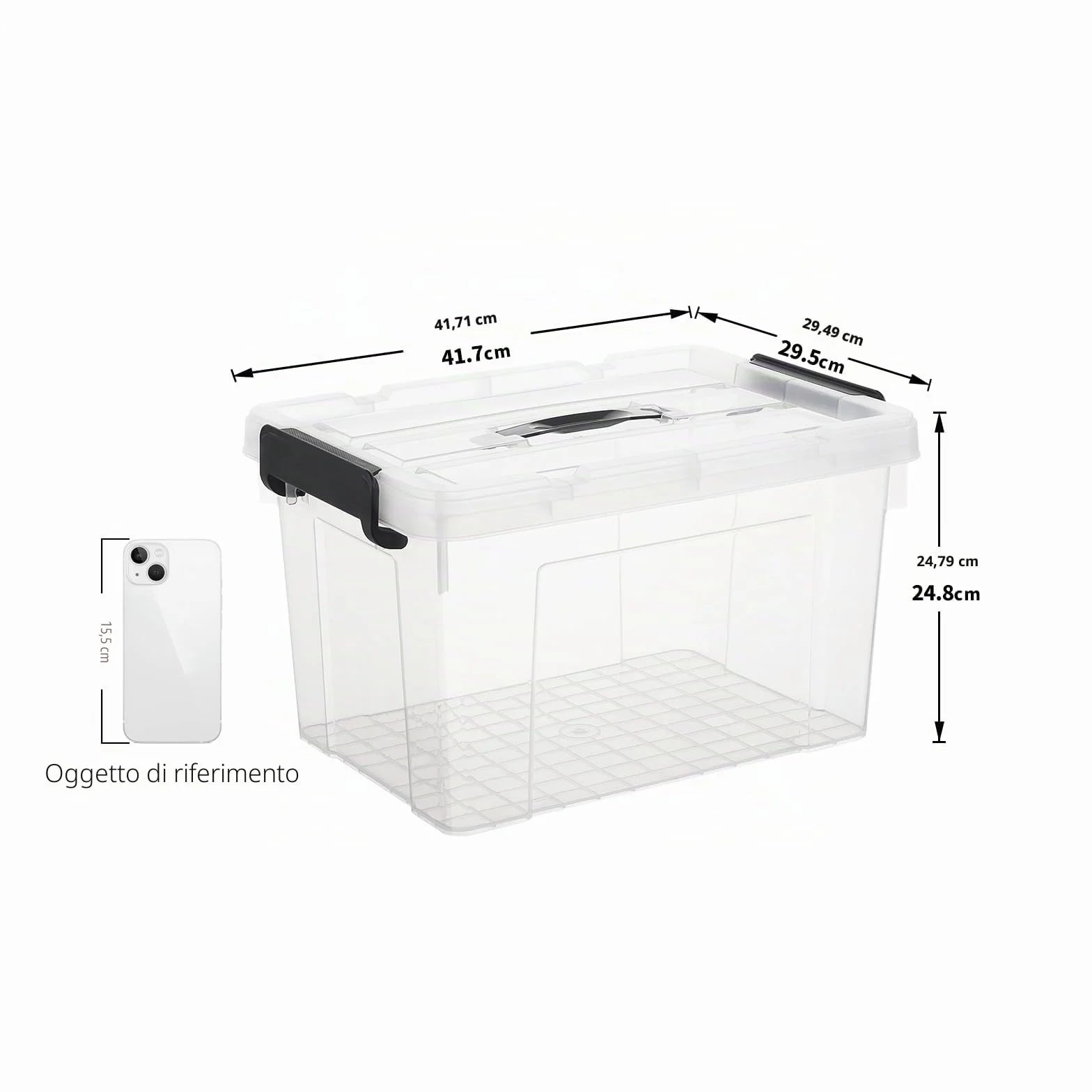 Cetomo 20L Scatole di Stoccaggio in Plastica, Portaoggetti con Coperchio, Organizzatore con Manico, Impilabile, Trasparente, Confezione da 3