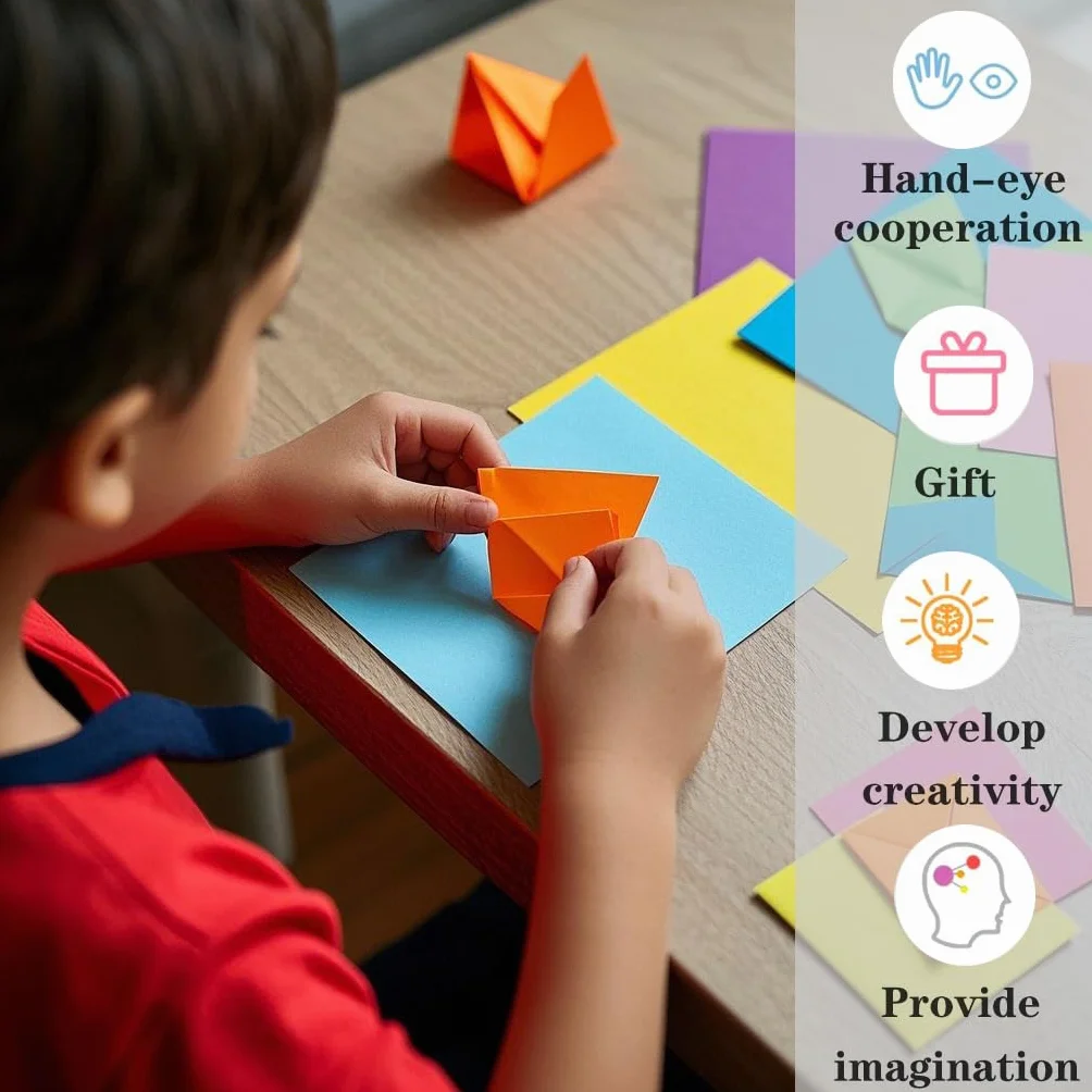 Carta Origami 20 x 20 cm 20 Colori 70 g/m² per Bambini Fai da Te Scuola