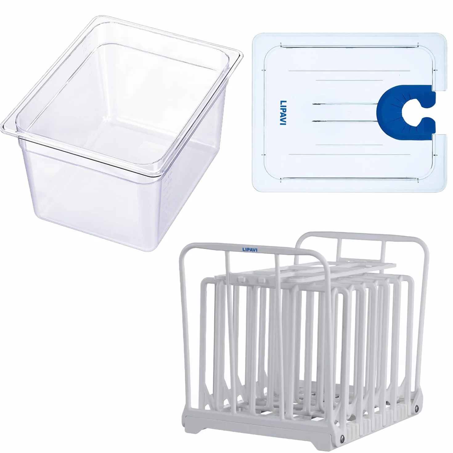 LIPAVI Sistema Sous Vide NXC10-UNIR con Contenitore C10 Rack N10X Coperchio Universale fino 70mm