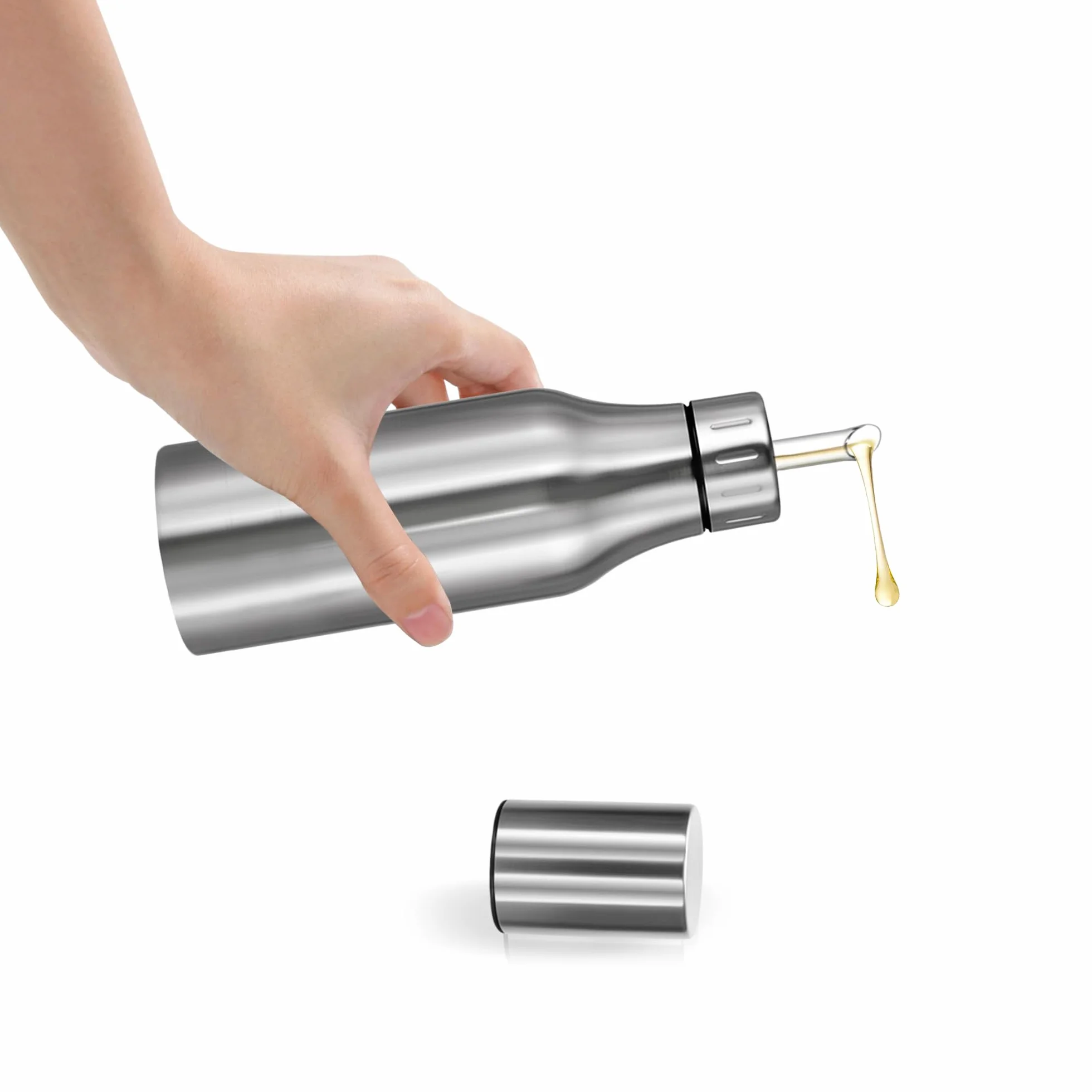 Bottiglia dispenser olio acciaio inox 750ml beccuccio senza gocciolamento