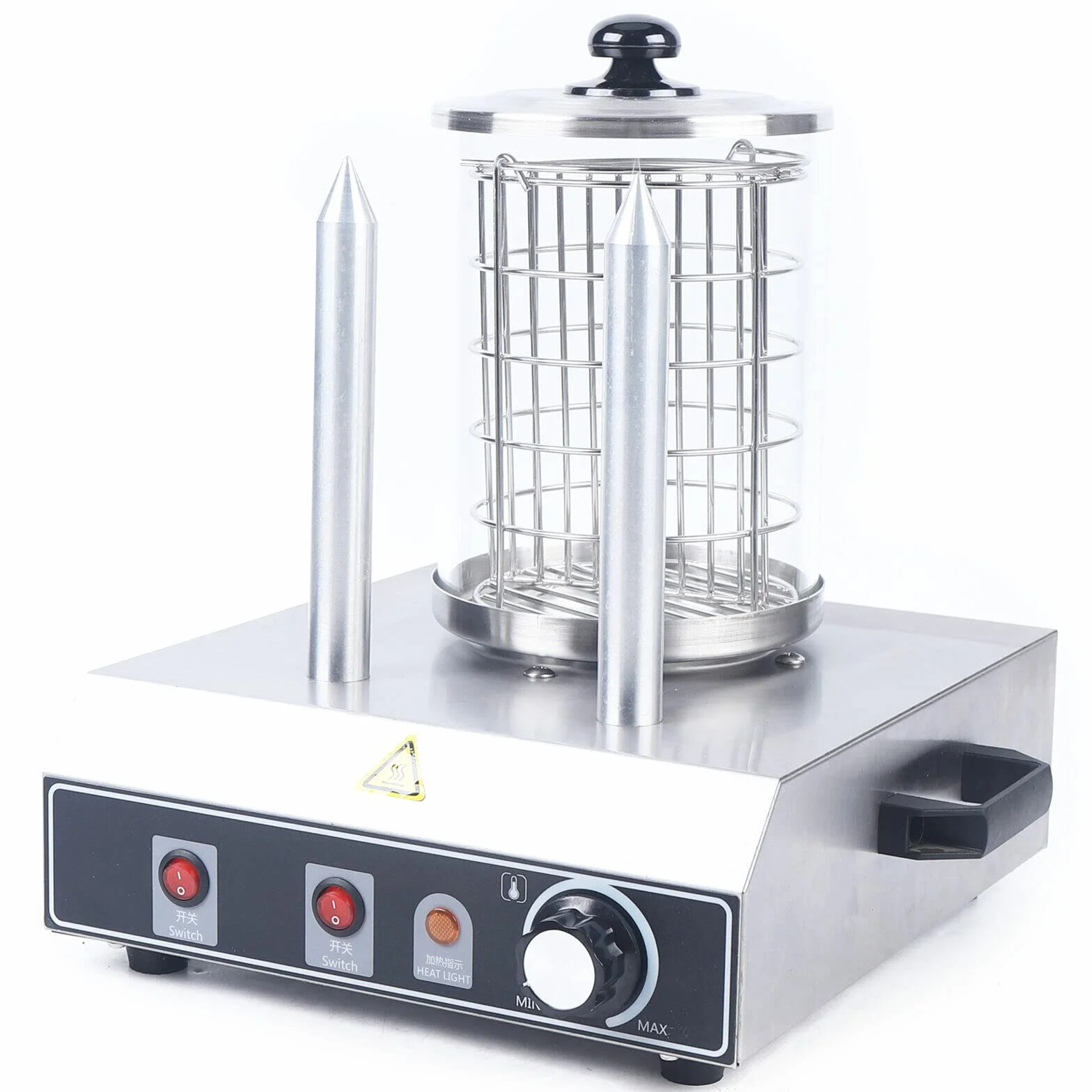 Riscaldatore Salsicce Elettrico Hot-Dog Macchina Professionale Con 2 Spiedini Riscaldanti Ristorante Per Salsicce Panini Elettrodomestici