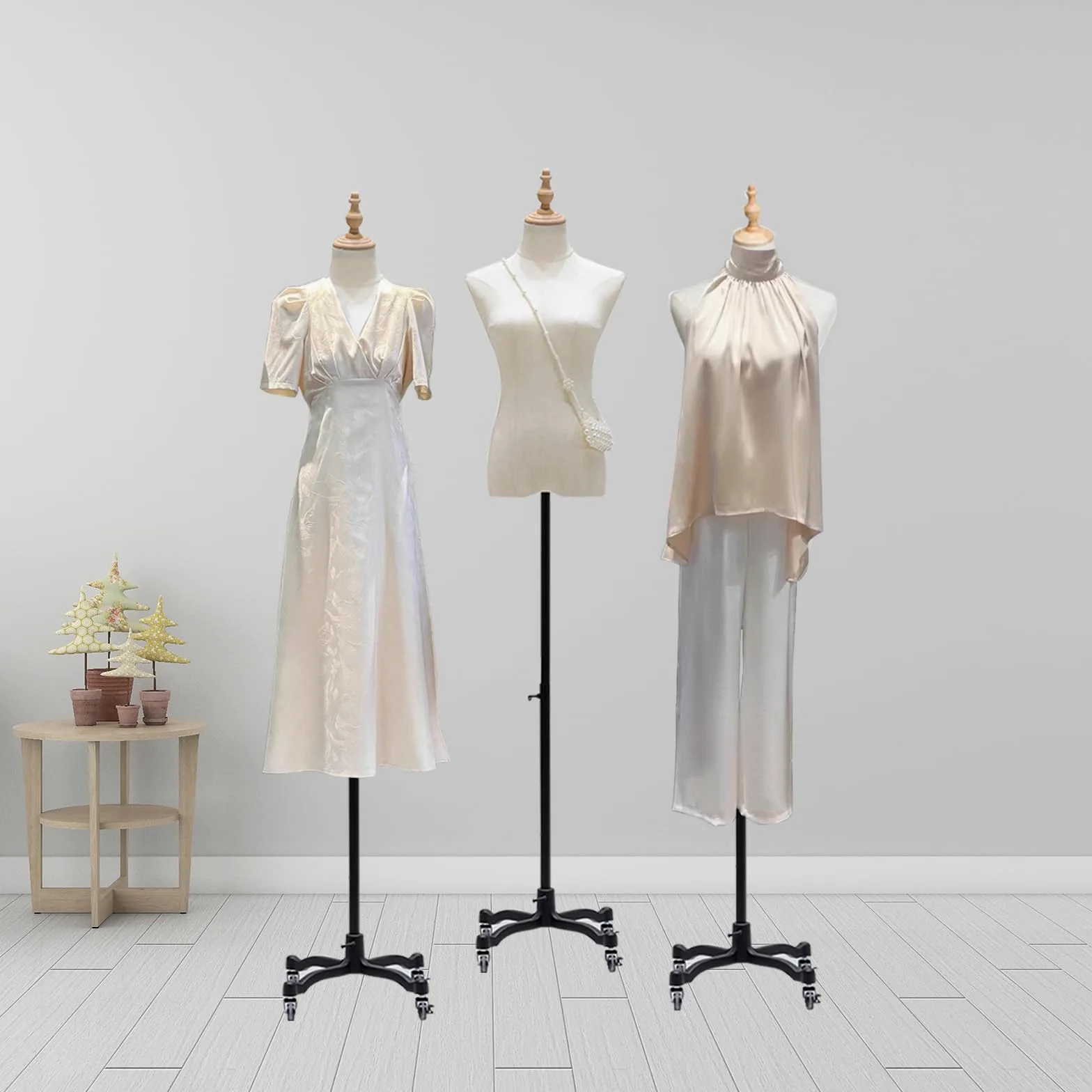 Mannequin busto da donna, altezza regolabile 130-190 cm, modello manichino con base mobile in metallo, per abbigliamento, abbigliamento, gioielli, cucito, senza testa e braccioli