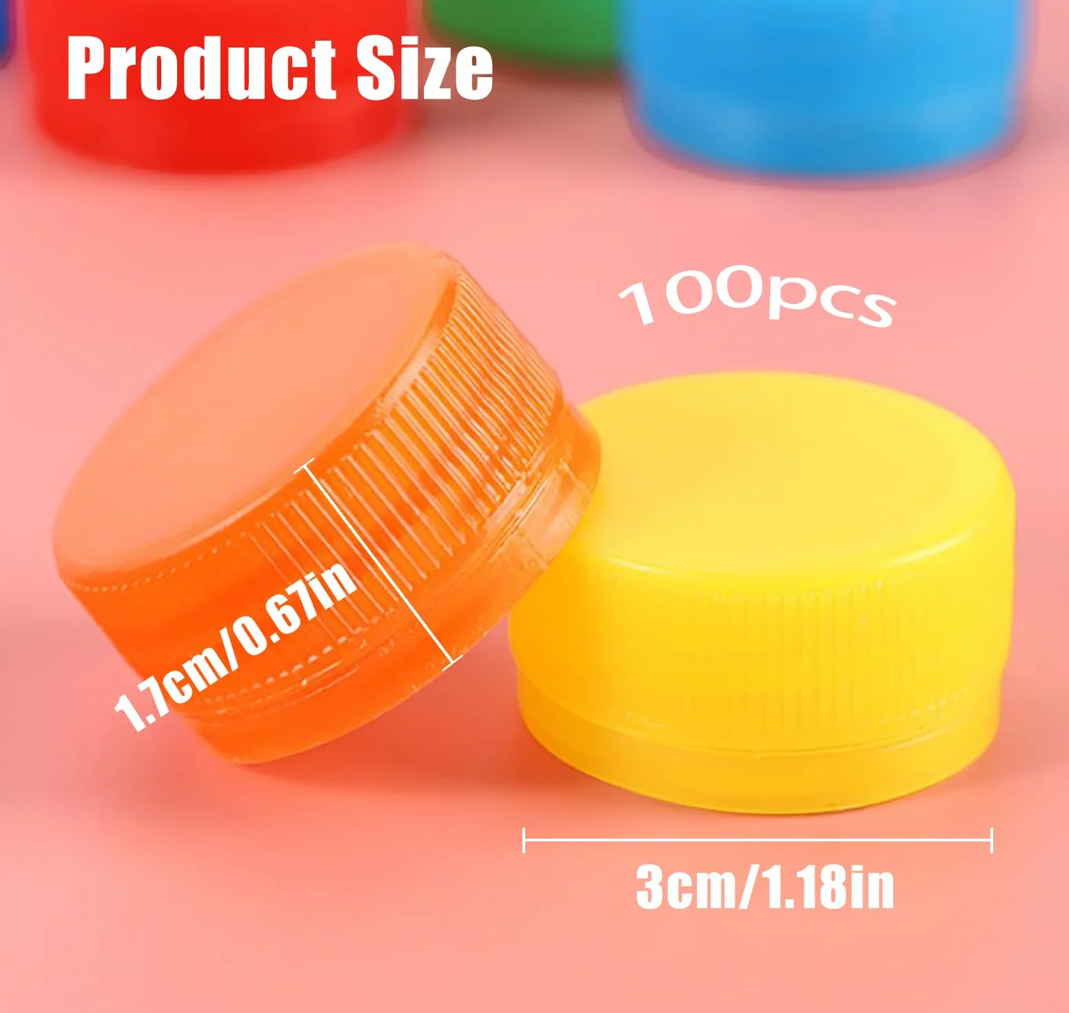100 Tappi di Plastica Colorati per Bottiglie, PE Tappi Plastica Bottiglie, Progetti DIY Bambini Eco-Friendly, attività Scolastiche E Creative (10 Colori (Senza Nero e Bianco))