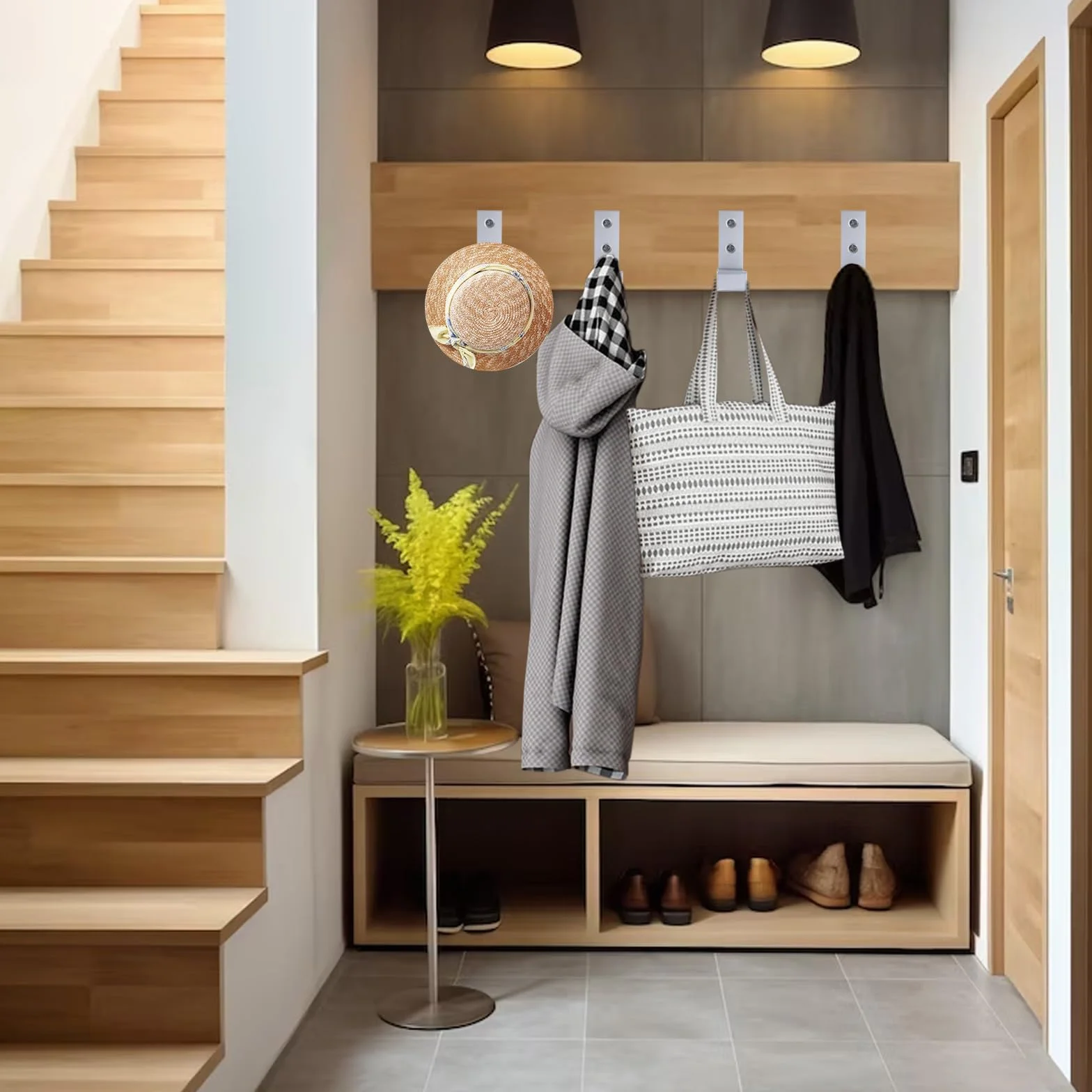 Ganci Pieghevoli Da Parete In Alluminio 4 Pezzi, Gancio Per Cuffie a 90° Supporto Bagno Cucina Camera Da Letto