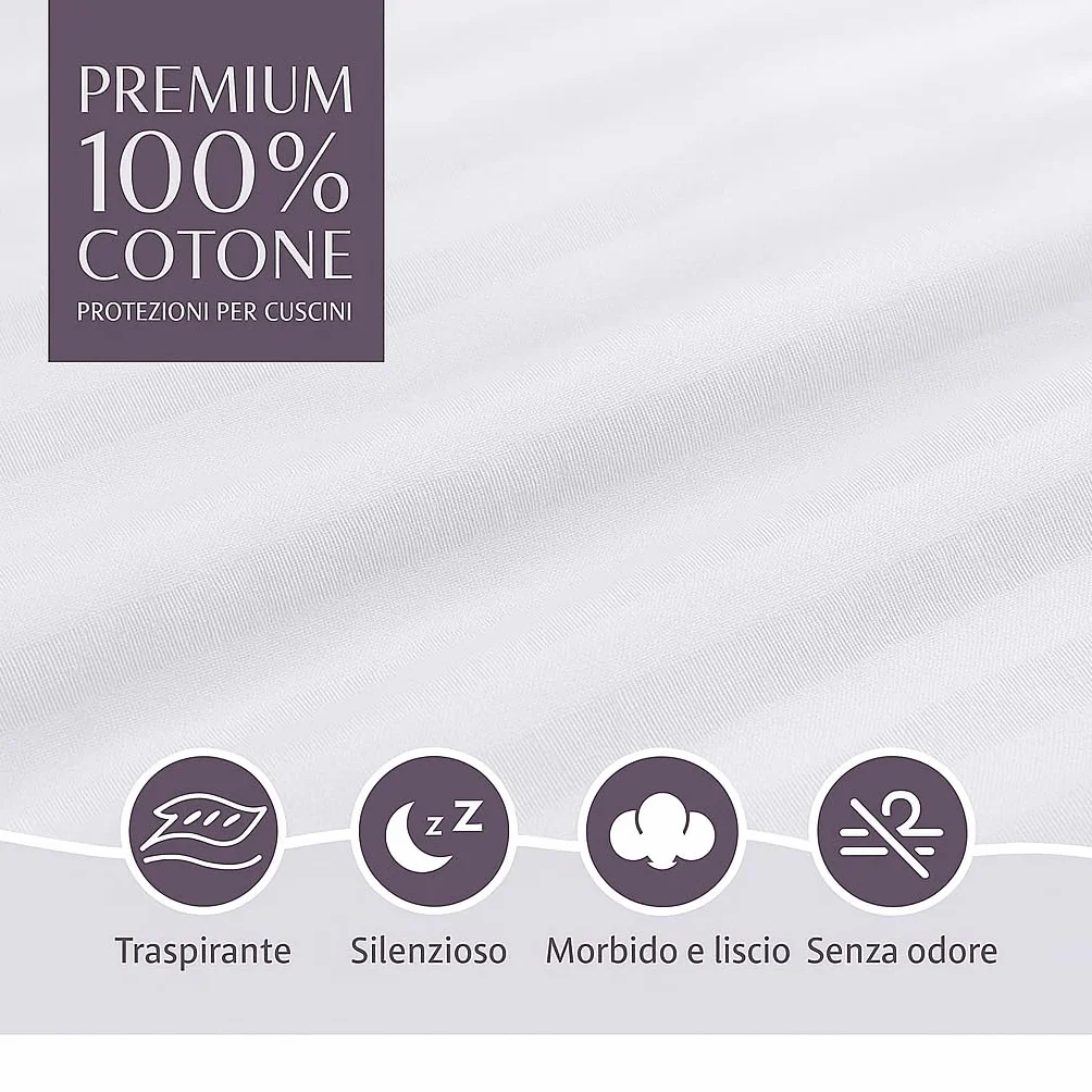 Copricuscino Letto - Federe Cuscino per Camera - Coprifedere Cuscini Letto Con Cerniera - 2 Pezzi - Dimensione 50x80- federe cuscino letto - federe antiacaro antiallergico certificate