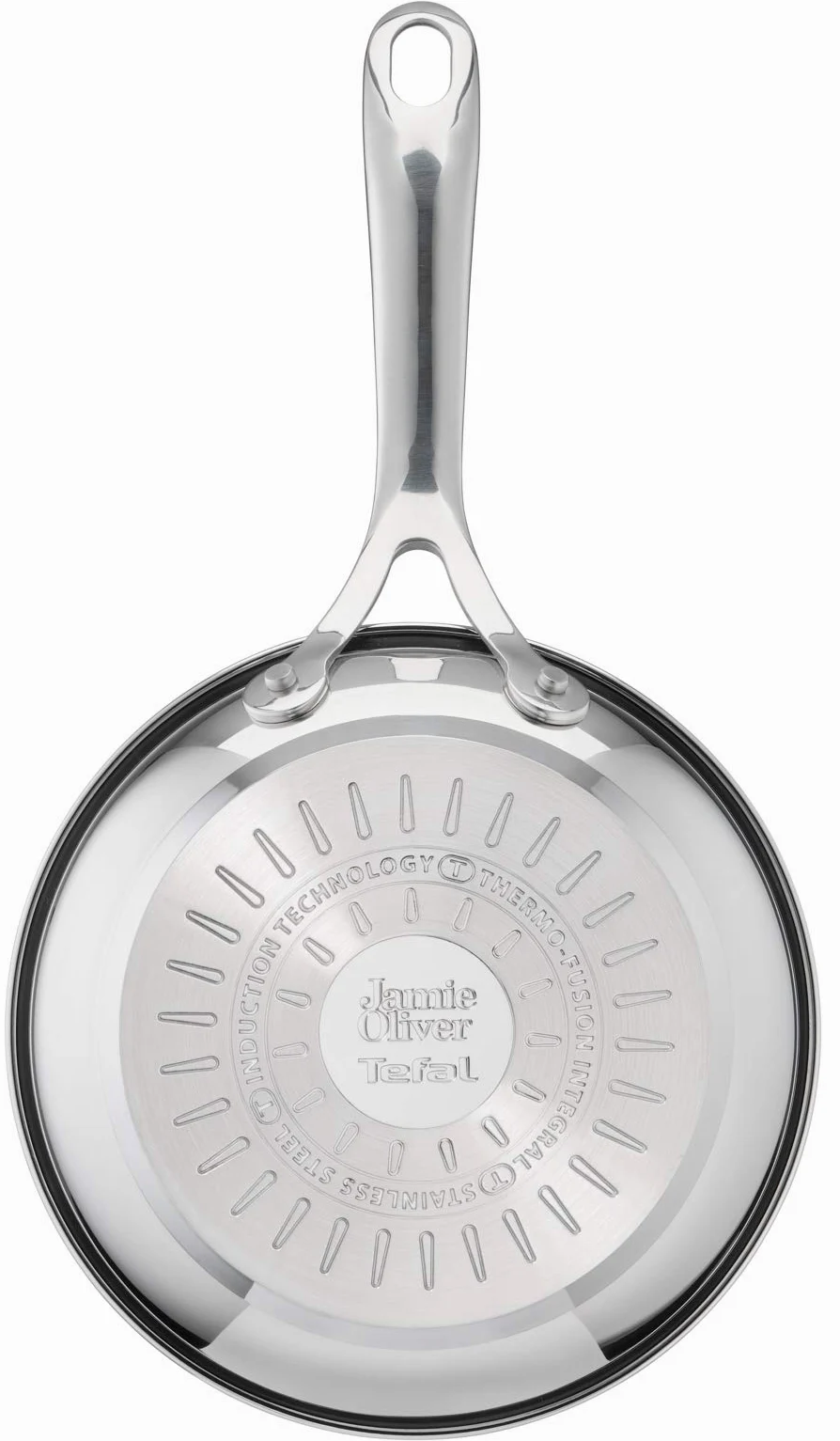 Tefal Jamie Oliver - Set di 3 padelle da 20/24/28 cm, antiaderenti, rivestimento in titanio, senza PFOA, lavabile in lavastoviglie e forno, in acciaio inox