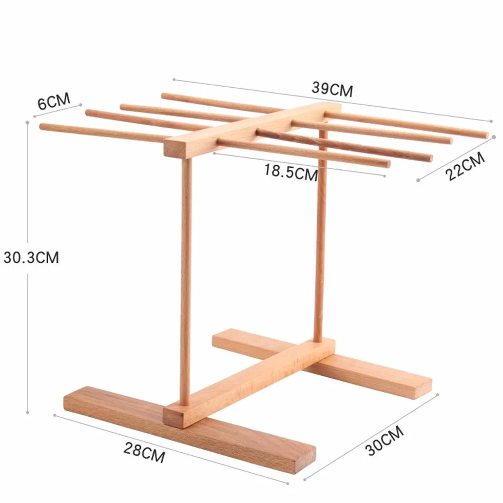 DIYARTS Stendino per Pasta 8 File Pieghevole in Legno di Faggio Essiccatori Fatti A Mano per Spaghetti Freschi Rack da Cucina Multifunzionale per Tazze da Asciugamani Cucina