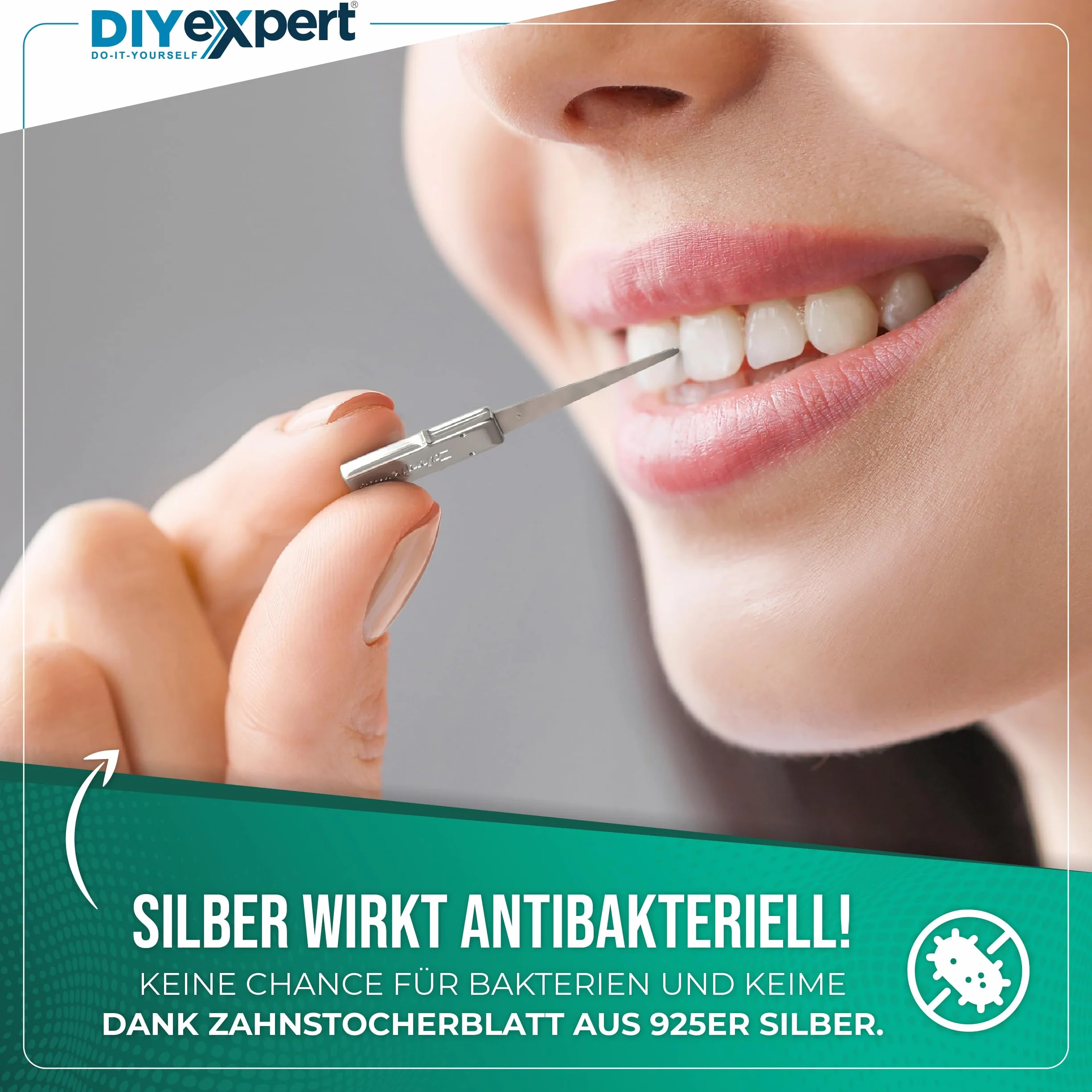 Stuzzicadenti Home Xpert Detergente Dentale Platino Vera Foglia d'Argento 4 cm Con Manico 5,5 cm Con Custodia