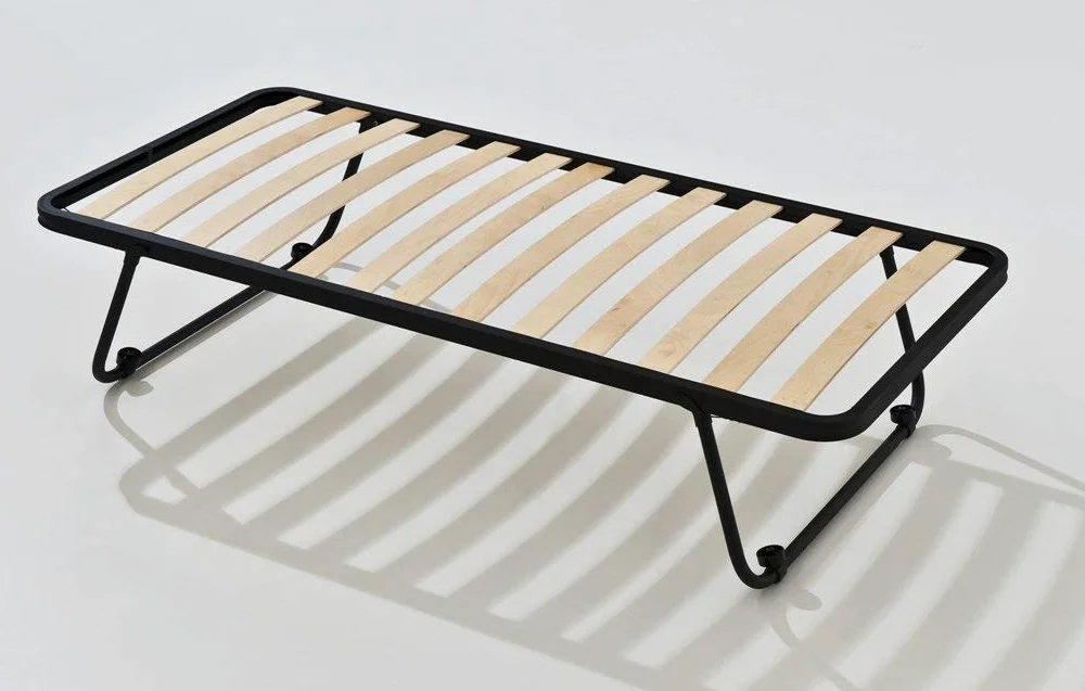 EVERGREENWEB - Rete a doghe Singola 80x190 cm Letto Apribile Salvaspazio con Gambe Pieghevoli, Doghe in Legno Naturale di Faggio, 4 Ruote AntiGraffio Struttura in Ferro Rinforzata per Tutti Materassi