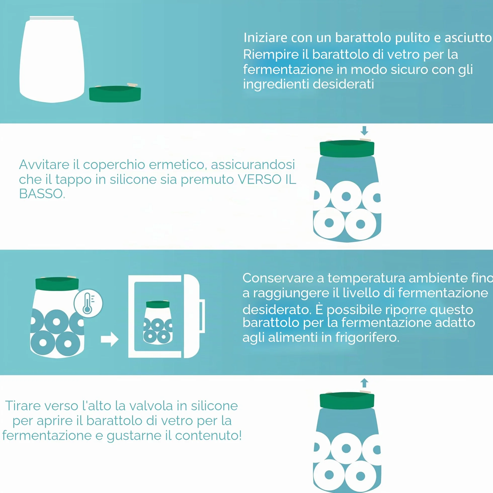 HEFTMAN Barattolo per fermentazione con presa d'aria 1,4 litri confezione da 2 (verde)