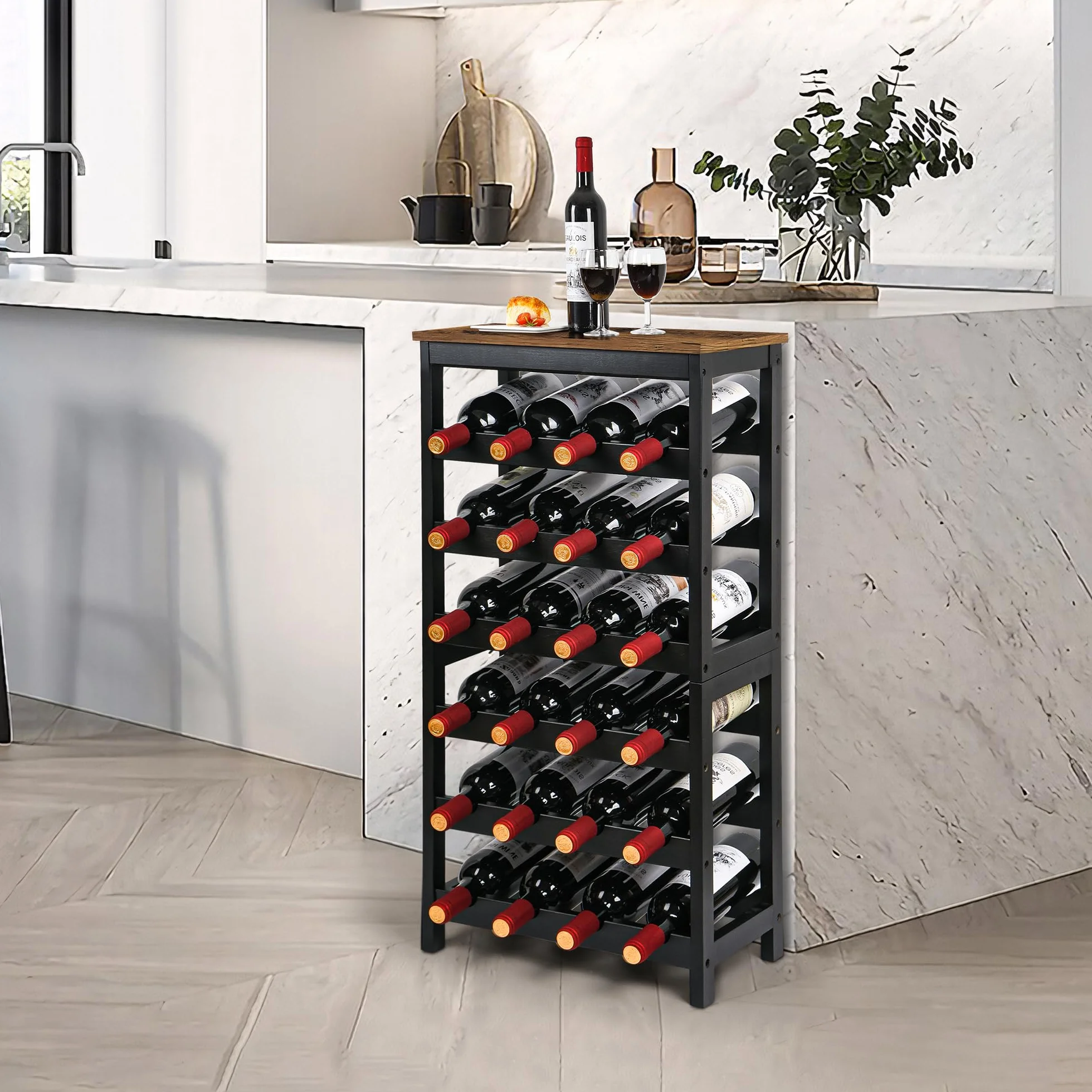 Cantinetta Portavino in Legno Bambù 24 Scomparti Vino Champagne Marrone Vintage