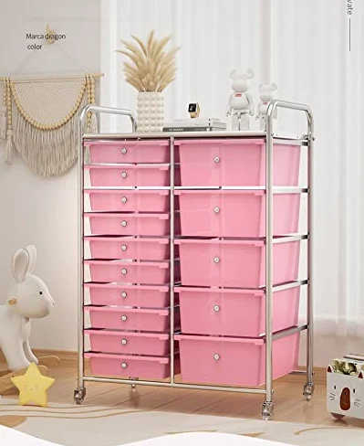 Carrello Multiuso Nero con Ruote, Dotato di 15 cassetti e Piano d'appoggio. Versatile, Ideale per riporre Oggetti Artigianali, organizzare L'Ufficio, allestire Uno scaffale per Par