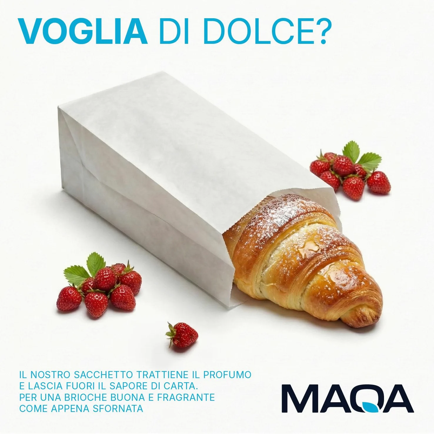 MAQA Sacchetti Bianchi Carta Kraft per alimenti Sacchetto in Carta Kraft Bianco per cornetti, pizze, dolci, confetti, caramelle 19+15x38 cm/1000