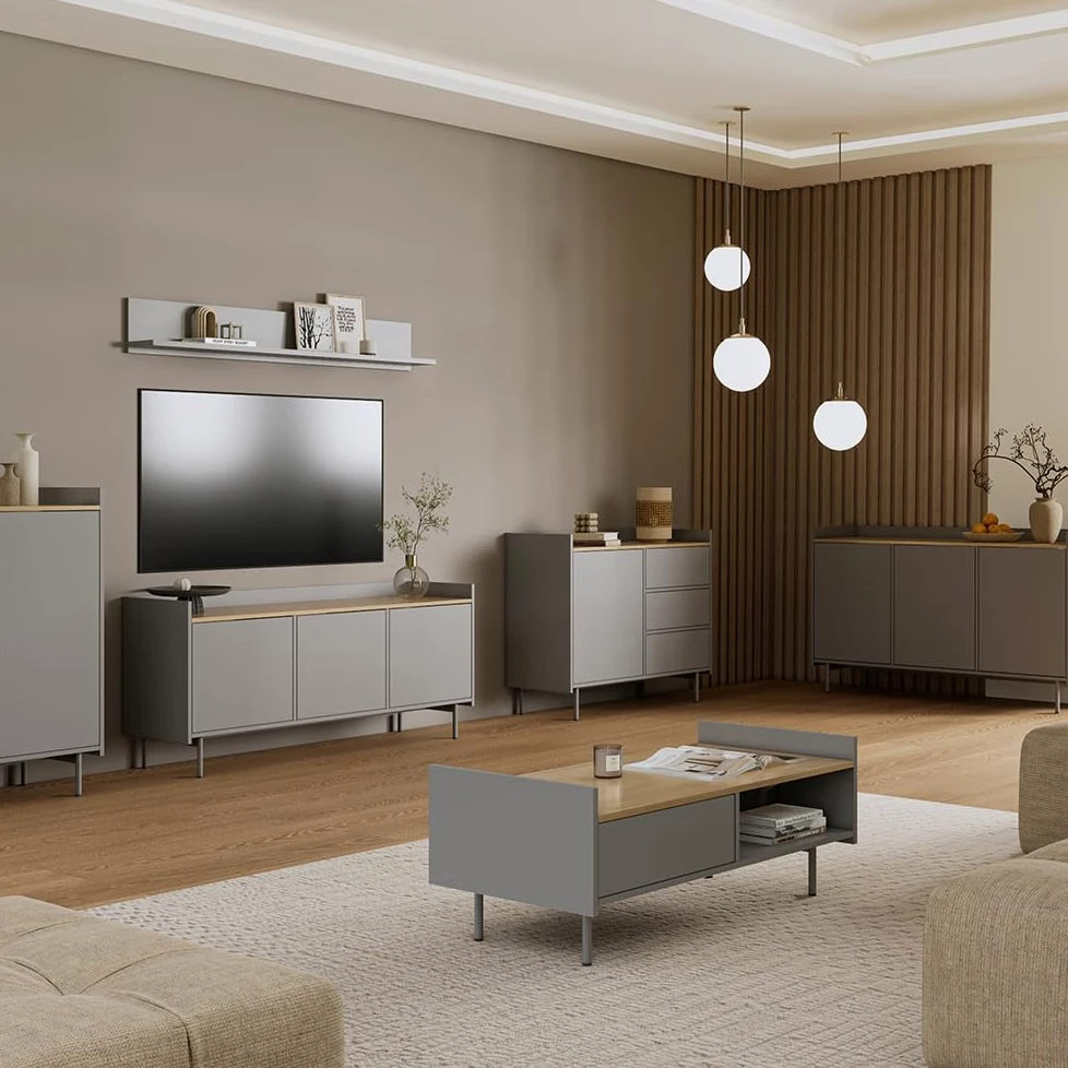 Vicco Cassettiera per camera da letto Velina, Grigio, 100 x 82 cm | con 3 cassetti e 1 anta, per riporre abiti e oggetti di uso quotidiano