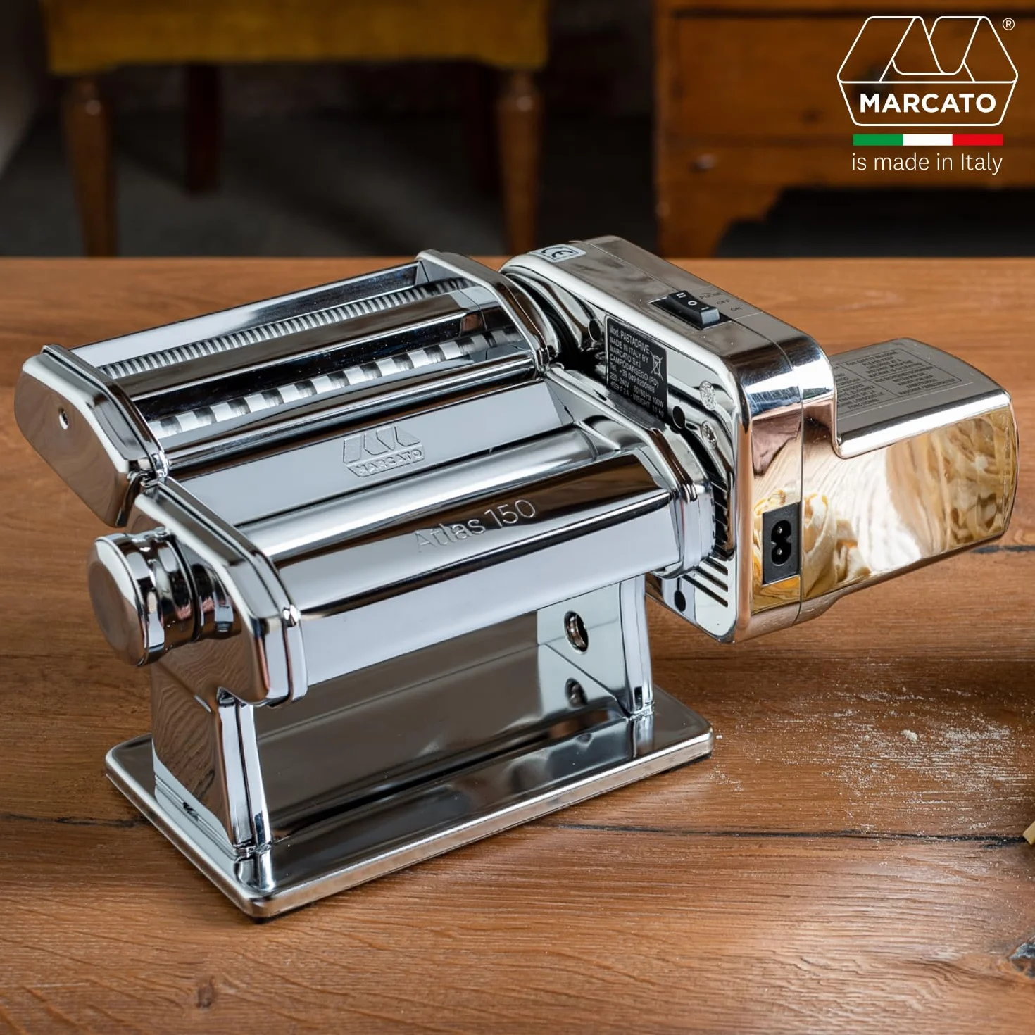 Marcato Atlasmotor Macchina Pasta 100 W Alluminio Acciaio Cromato Linea Basic
