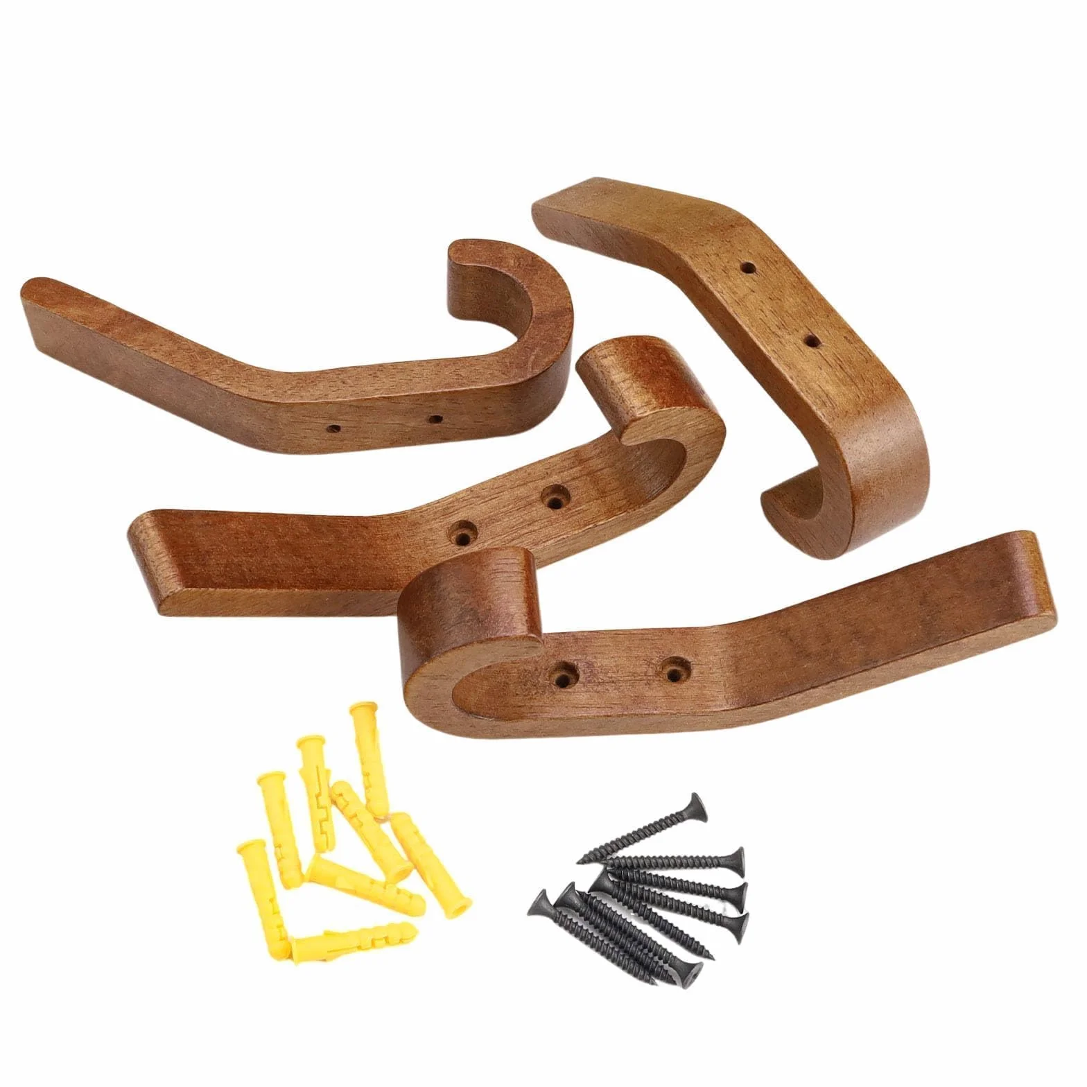 Ganci appendiabiti in legno di quercia Set 4 pezzi 155 mm noce lucido oliato