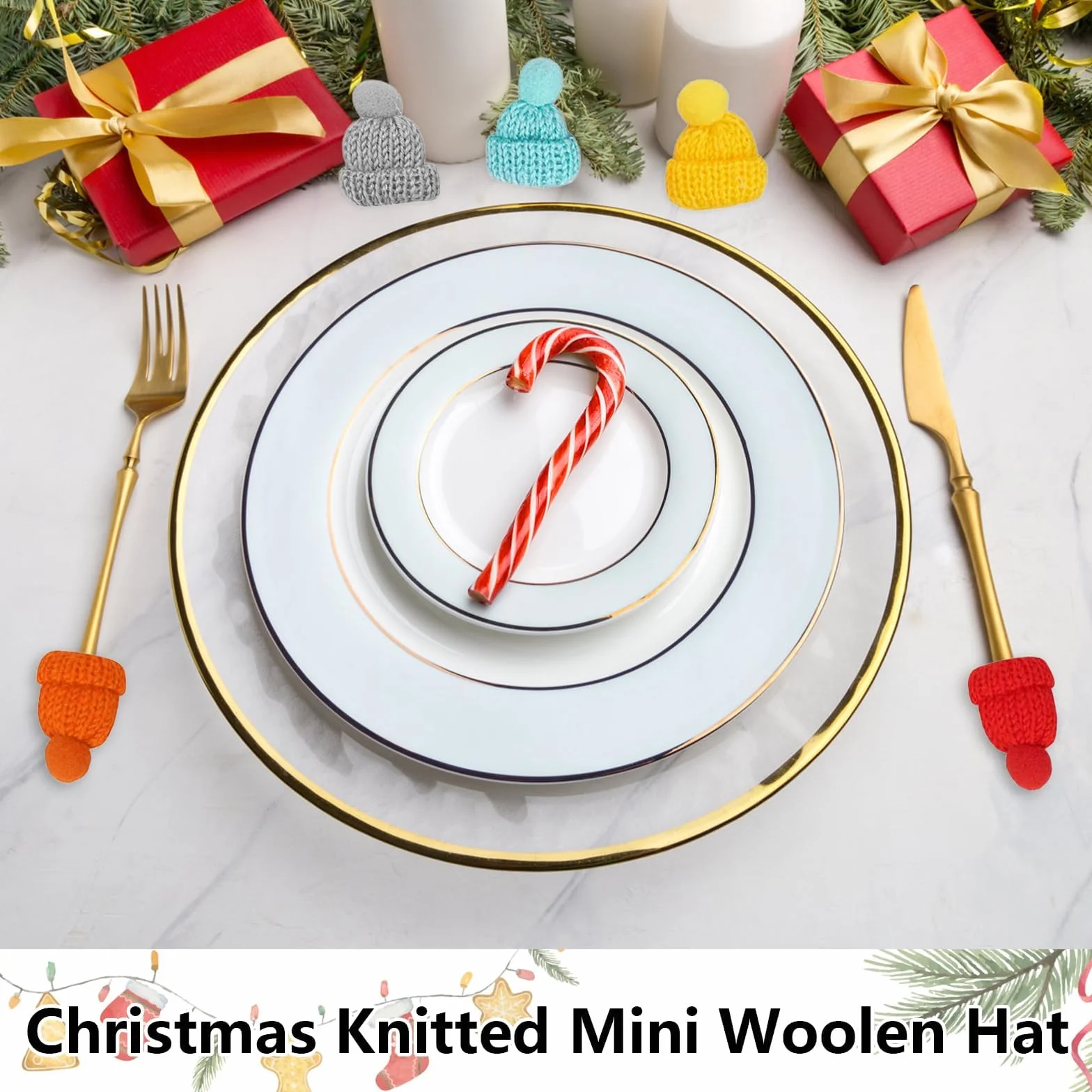20 accessori per vermi preoccupanti, mini cappelli natalizi a forma di gnomo, graziosi cappelli fatti a mano, accessori per cuccioli portafortuna, cappelli per fai da te, decorazioni per la casa