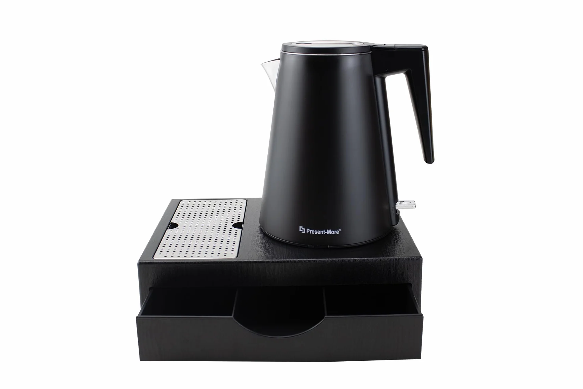 Set Vassoio in ABS Nero con Bollitore 26x19cm 800-1200W per Hotel e B&B