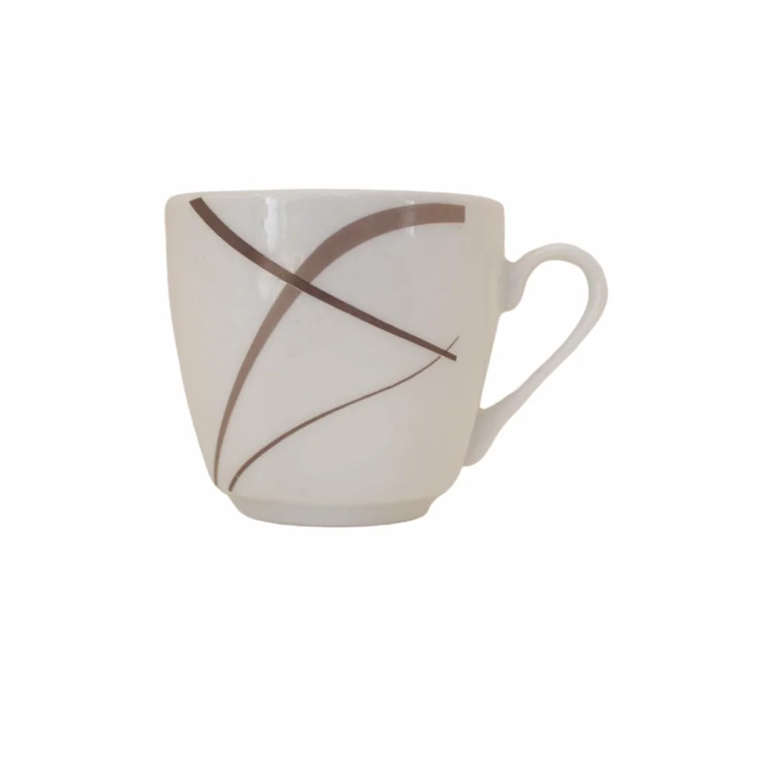 Servizio di Tazzine da Caffè 12 Pezzi per 6 Persone Strips Tortora Design Moderno in Porcellana Resistente, Lavabili in Lavastoviglie e Utilizzabili in Microonde.