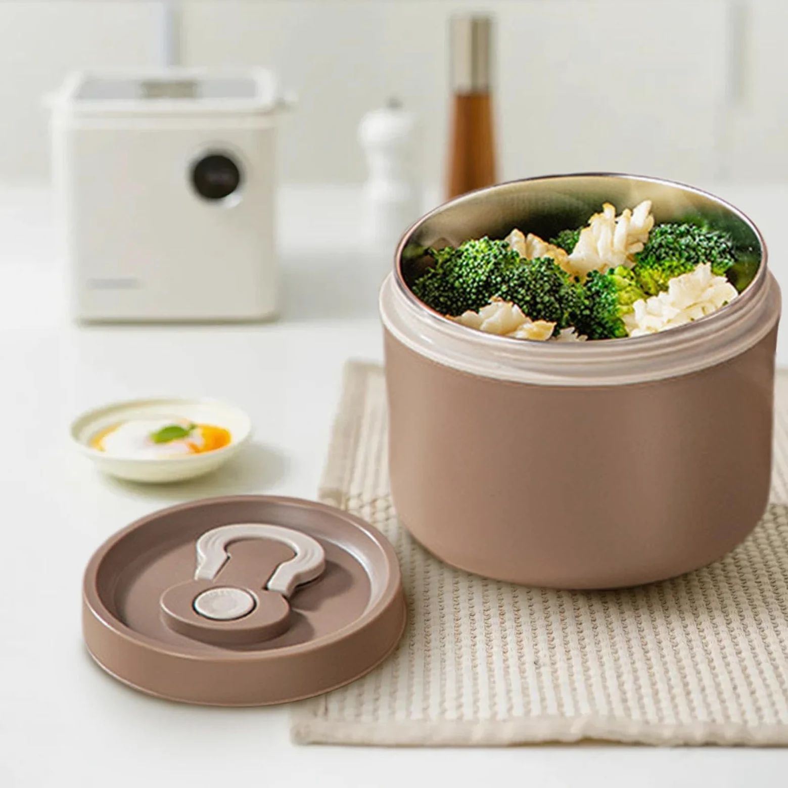 Contenitore Termico per Alimenti in Acciaio Inox, Ideale per la Preparazione dei pasti e per conservare Gli Alimenti in Modo Pratico e Veloce.